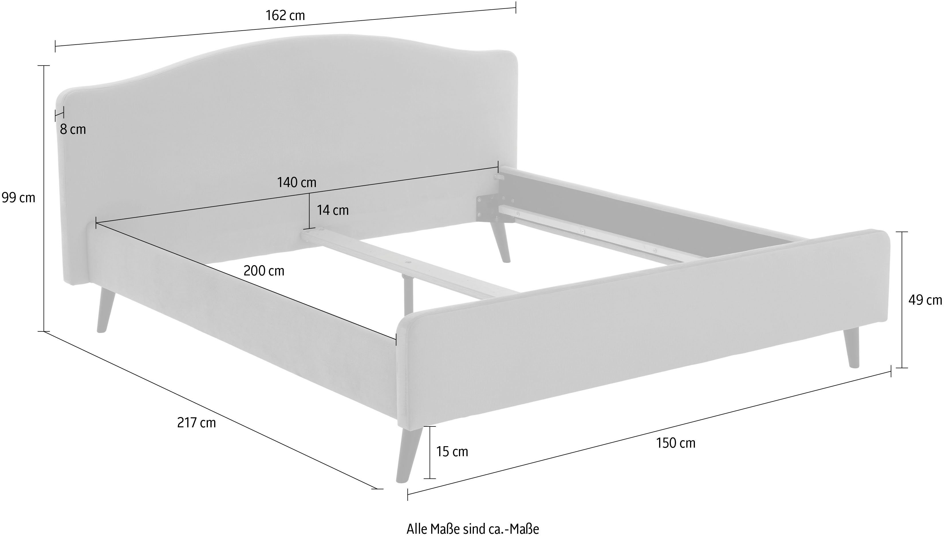 ATLANTIC home collection Gestoffeerd bed Tamiga met massief houten poten