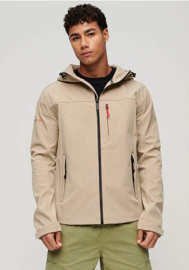 superdry softshell-jack hooded soft shell jacket beige