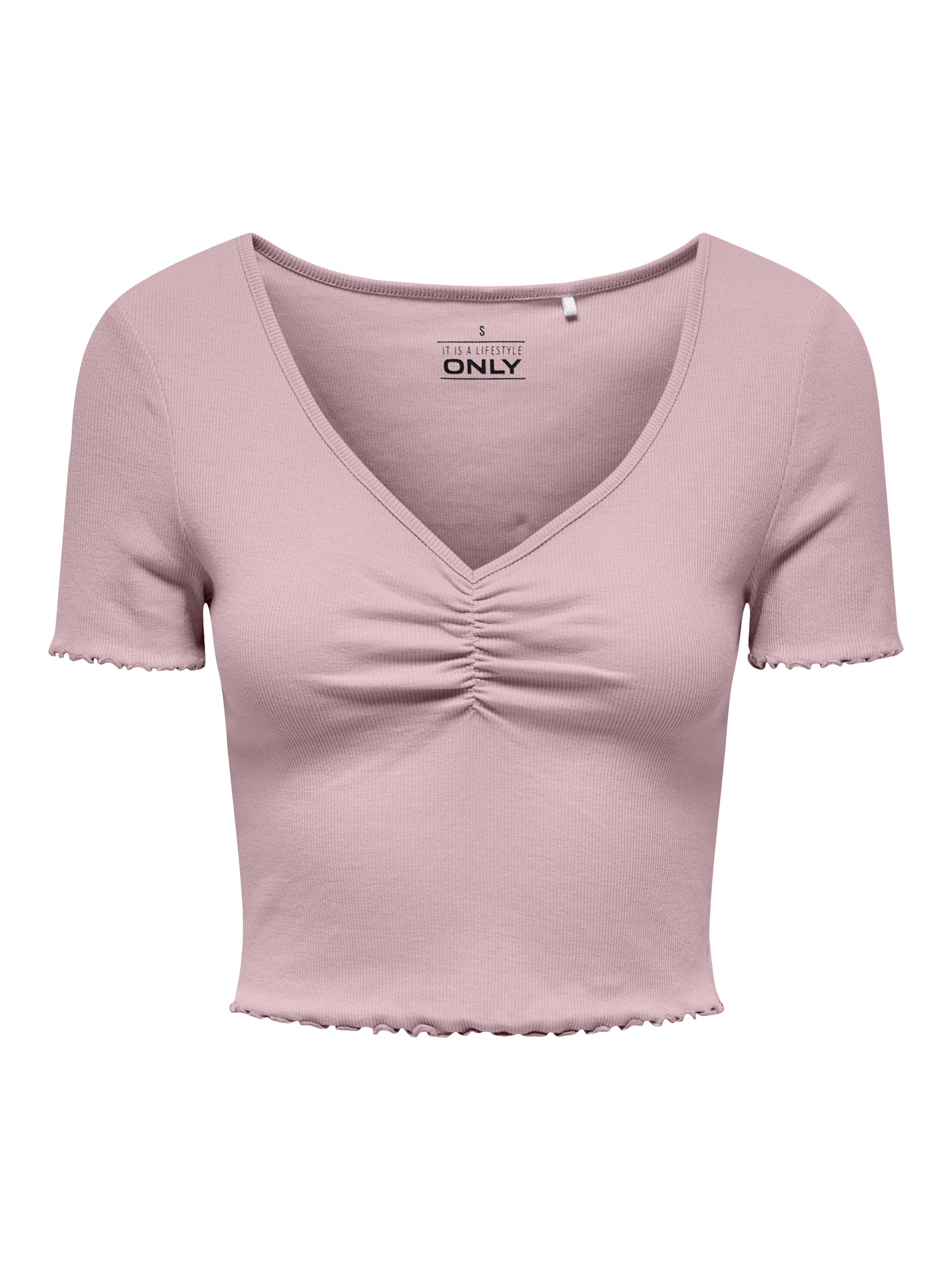 Only Shirt met korte mouwen ONLBETTY S/S V-NECK TOP CC JRS