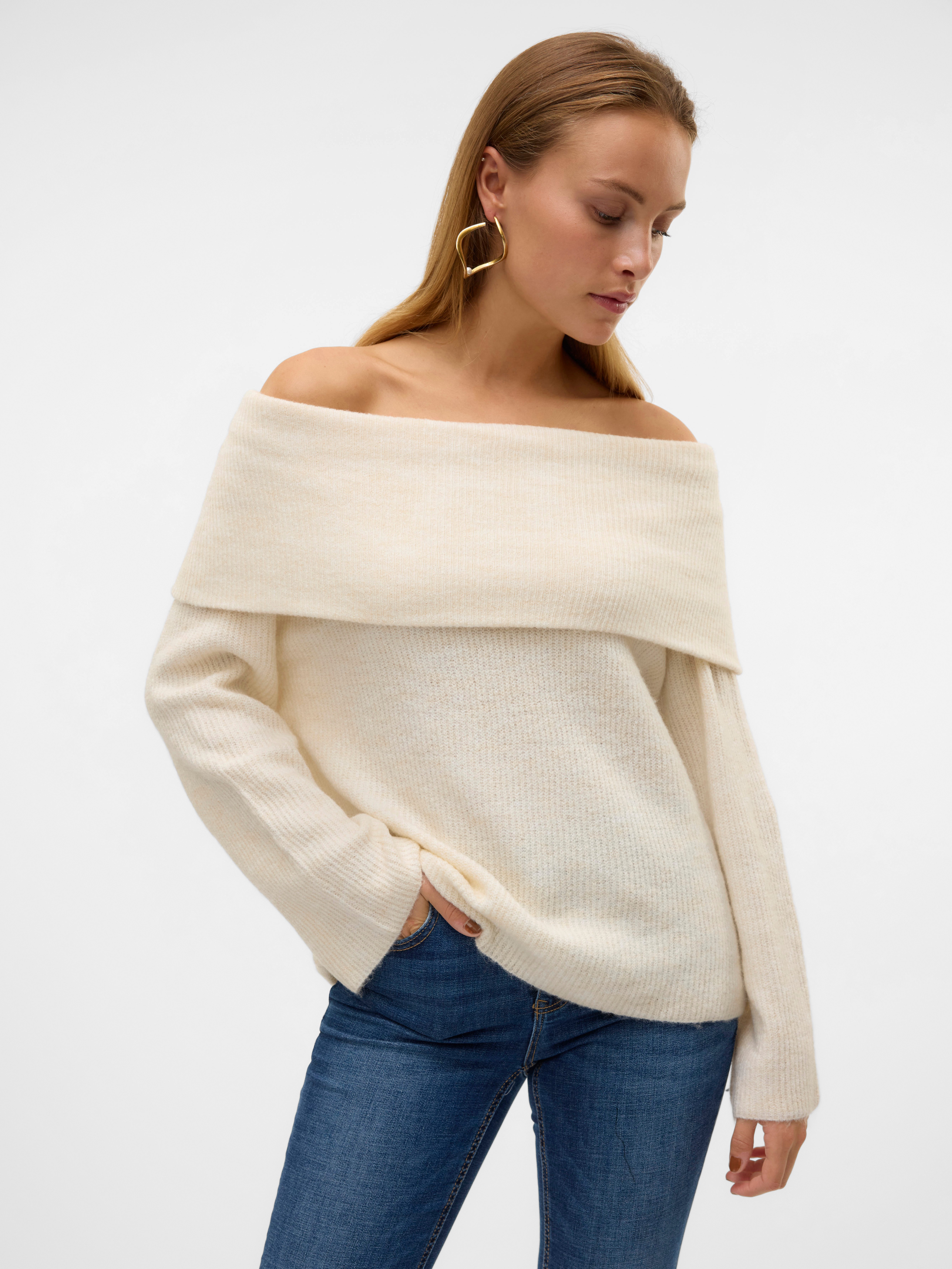 Vero Moda Gebreide trui VMERA LS OFF SHOULDER PULLOVER GA NOOS