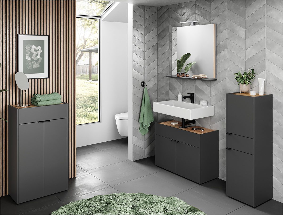GERMANIA Badmeubelset Ameca Badset bestaande uit wastafelonderkast, spiegel, commode & kast (4 stuks)
