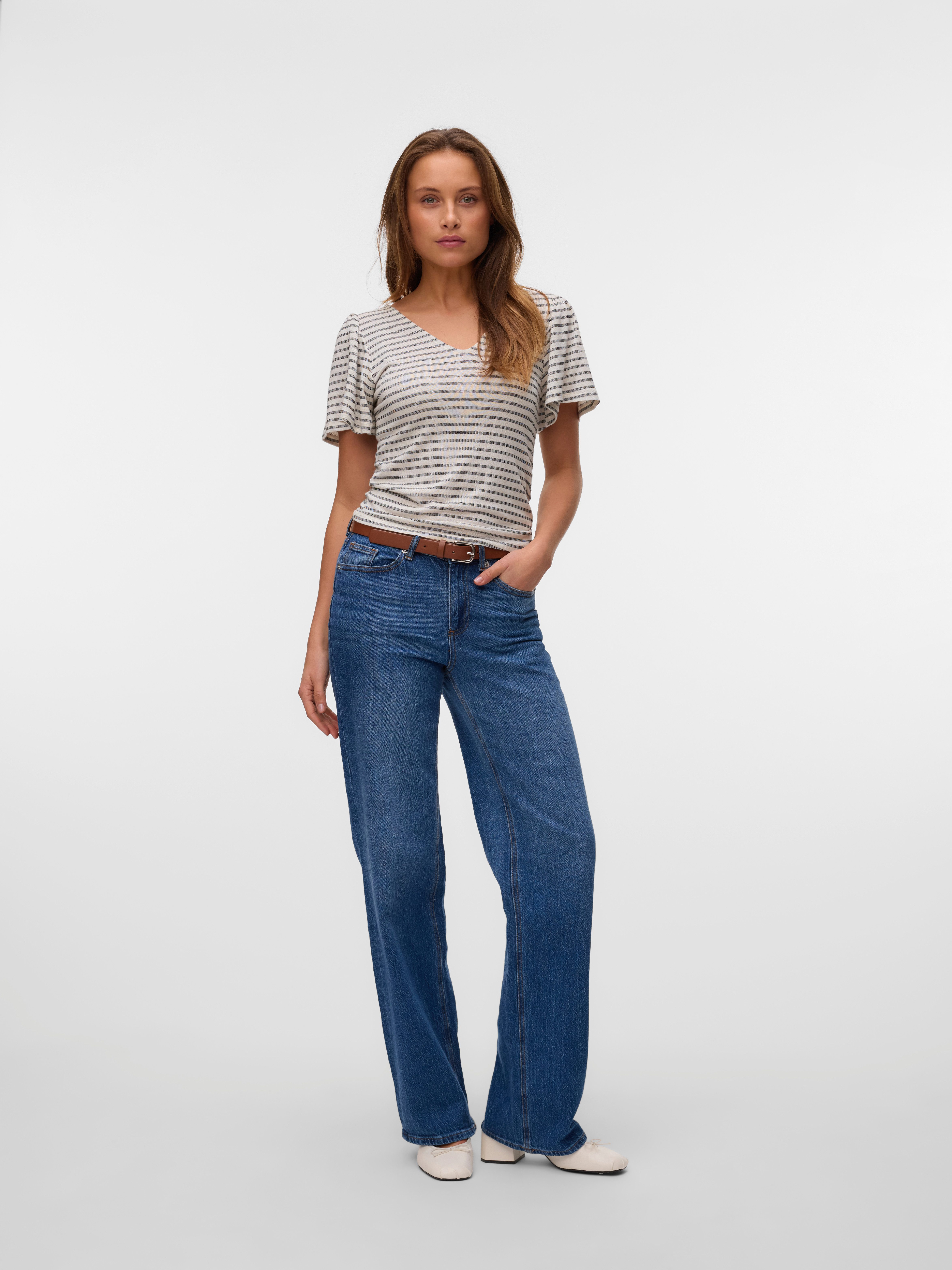 Vero Moda T-shirt VMGINA 2/4 SHORT TOP JRS GA NOOS