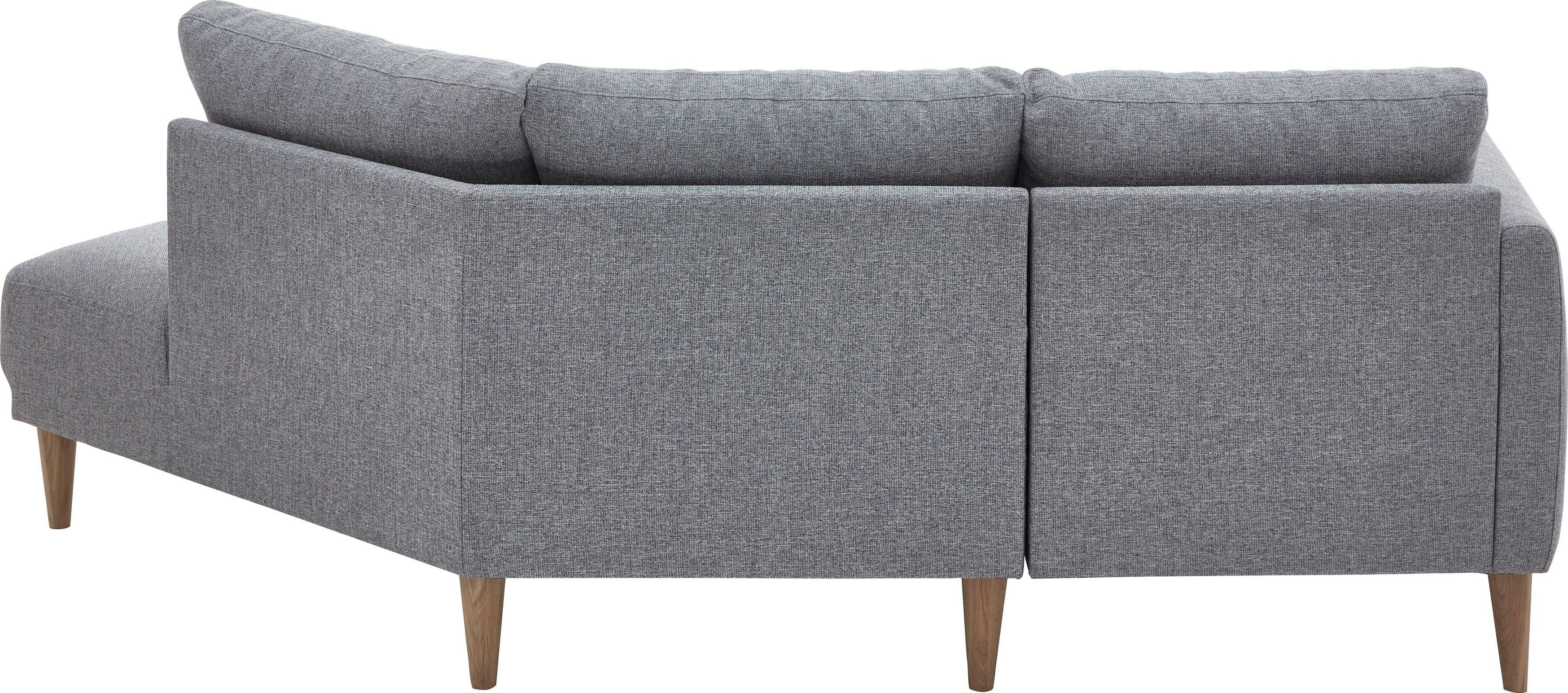 ATLANTIC home collection 2,5-zitsbank Elvis Hoekbank met open einde in Scandinavische stijl, massief houten poten