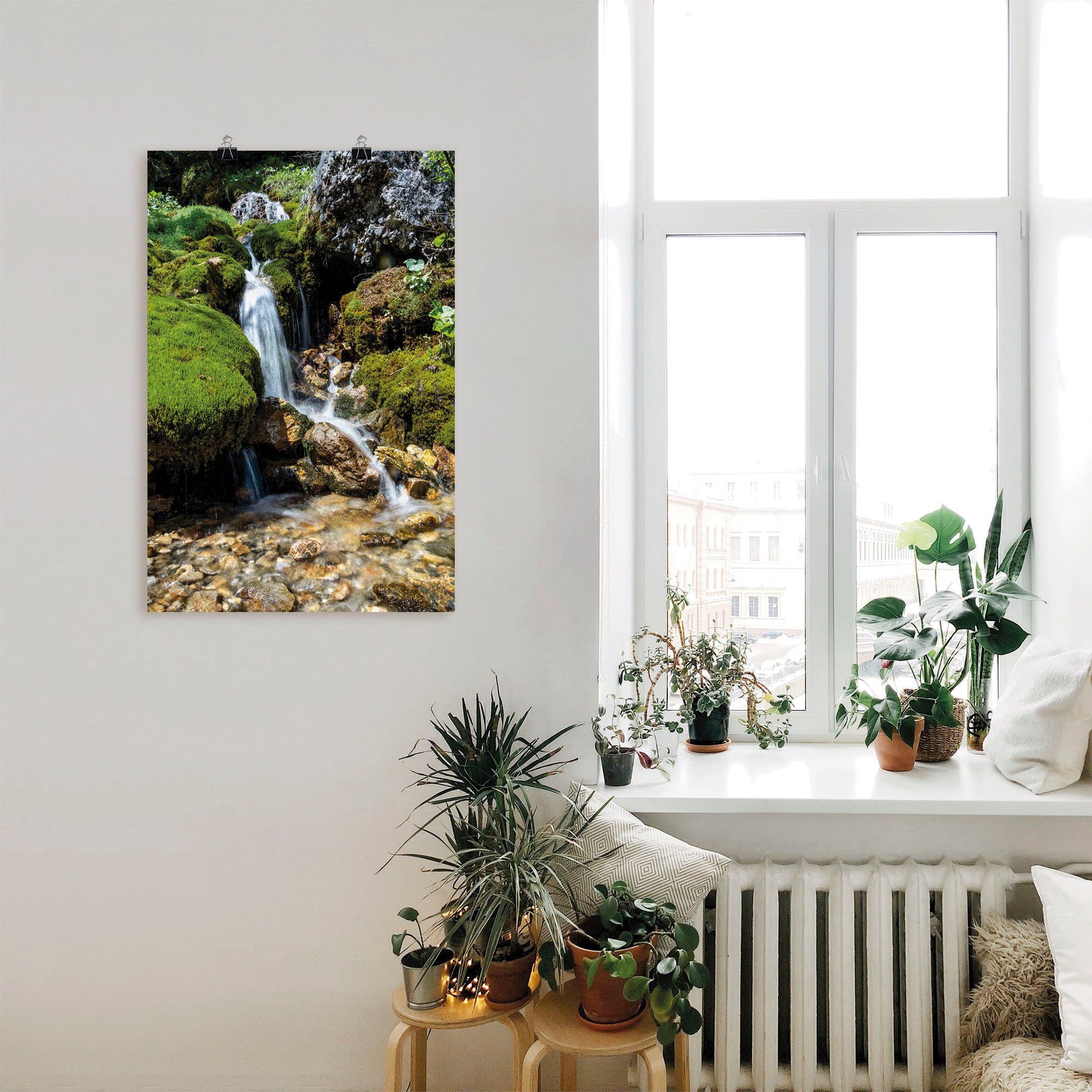 Artland Artprint Kleine waterval in de bergen als artprint op linnen, poster, muursticker in verschillende maten