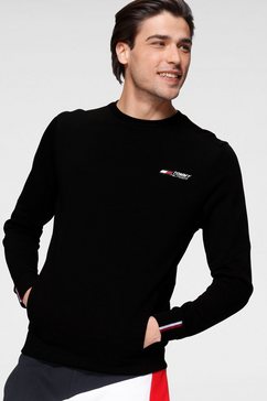 tommy sport sweatshirt terry logo crew zwart