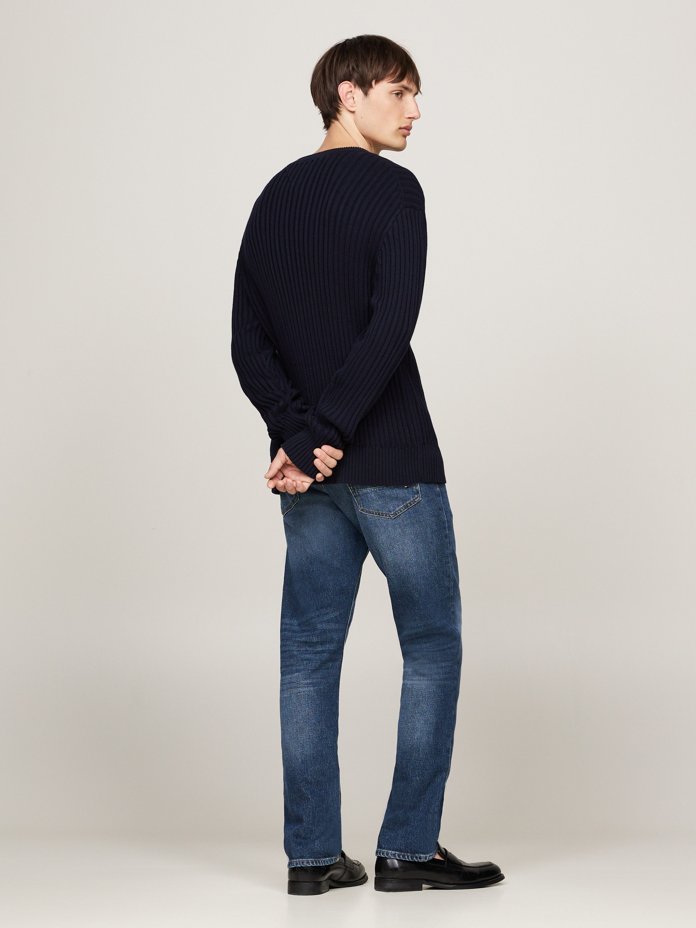 Tommy Hilfiger Trui met ronde hals GLOBAL STRIPE CHUNKY RIB C NK met opvallend color block-ontwerp