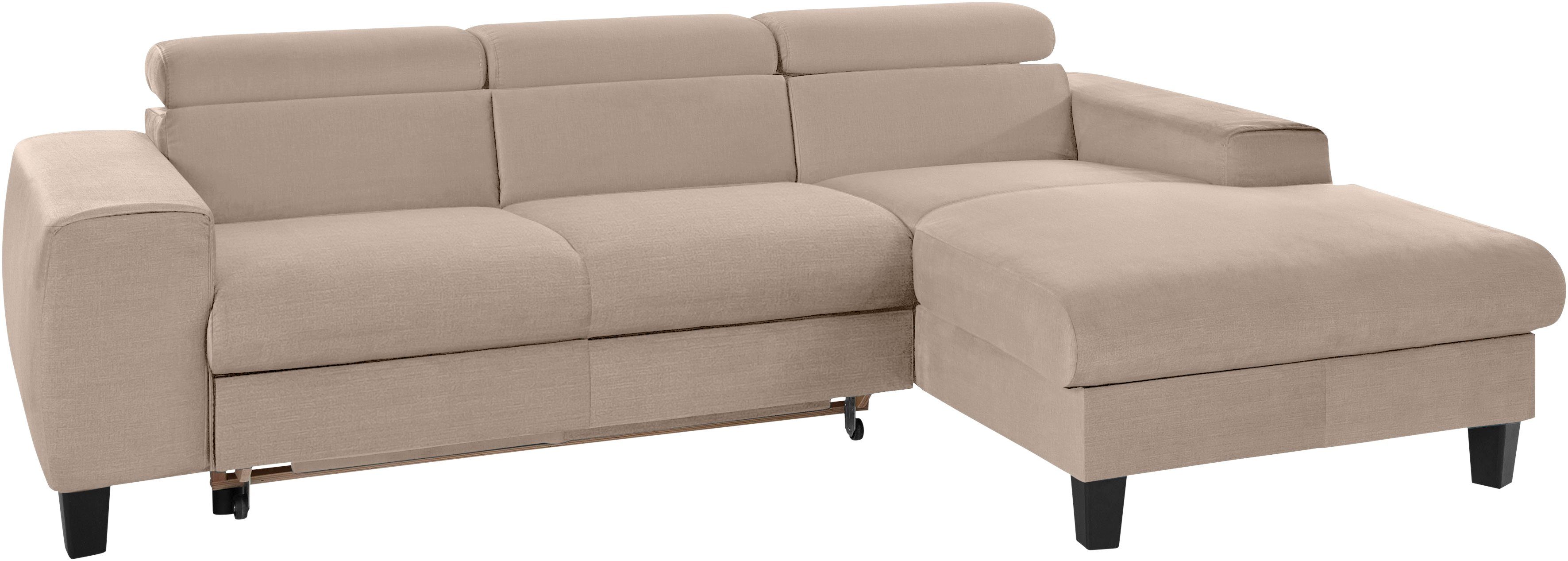 COTTA Hoekbank Morven L-vorm met hoofdeindeverstelling keuze met bedfunctie, bedlade & draadloze oplader