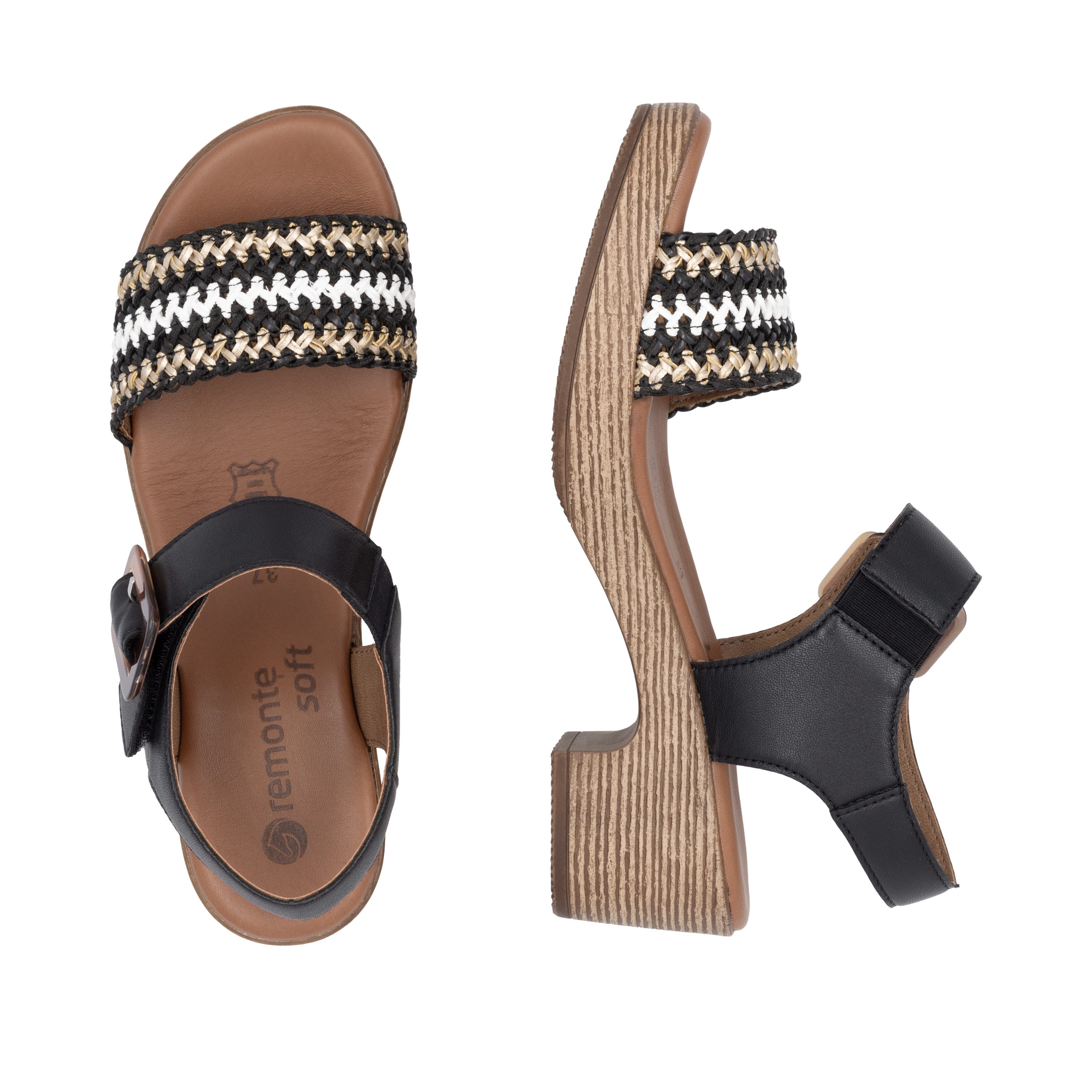 Remonte Sandaaltjes , blockhak, plateau, sandaal, zomerschoen met bandage in jute-look