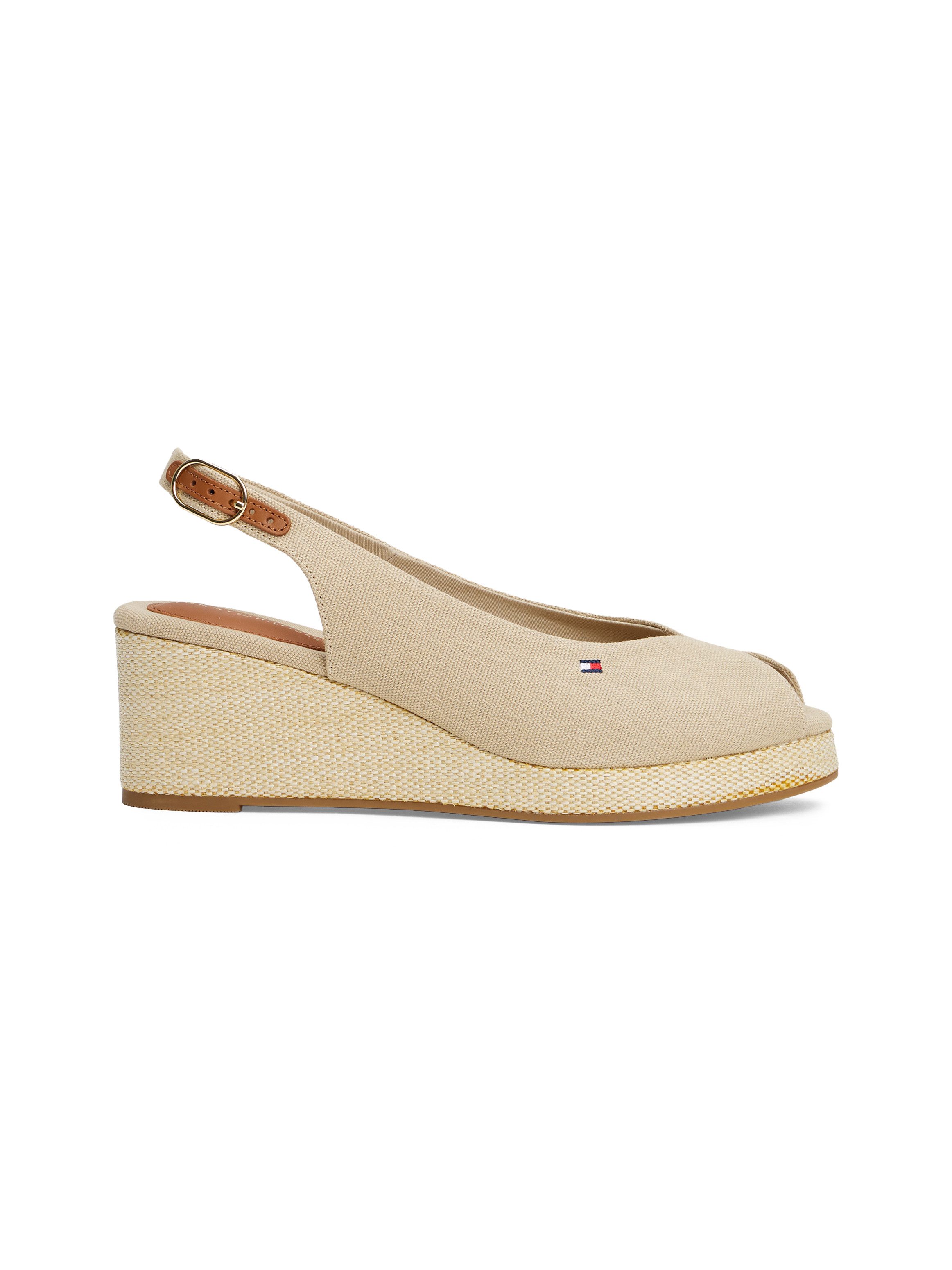 Tommy Hilfiger Sleehaksandaaltjes FLAG MID WEDGE ESPAD SLINGBACK , plateau, zomerschoen, riem-sandaal met verstelbare gesp