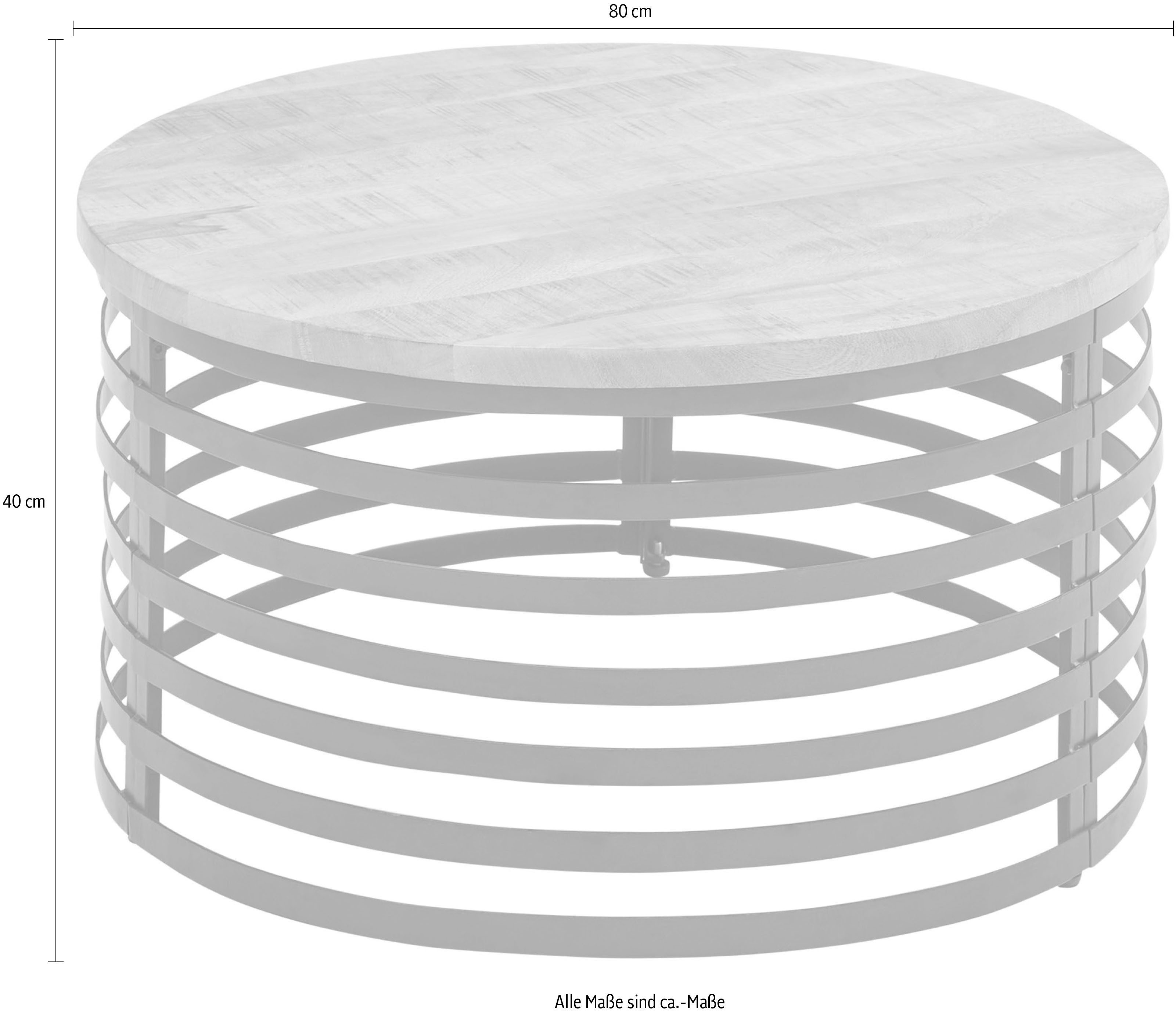 Stolkom Salontafel Marly massief houten ronde tafel, salontafel, BxH 80x40 cm