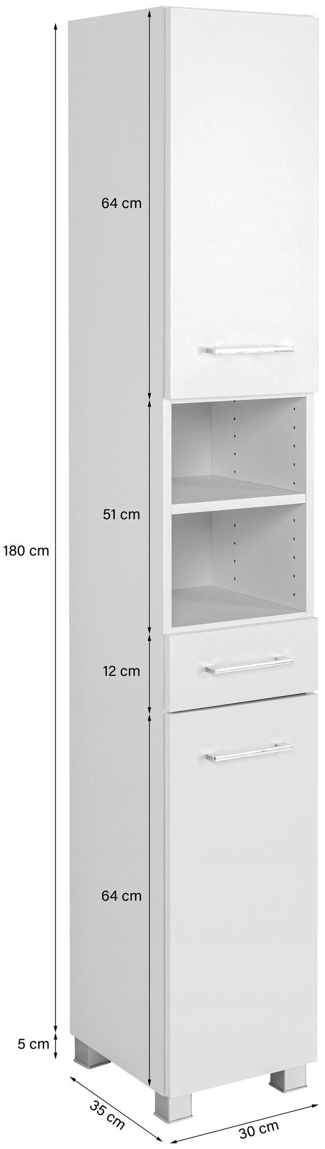 welltime Badkamerserie Avignon met 3d-spiegelkast met led-opzetlamp (3-delig)