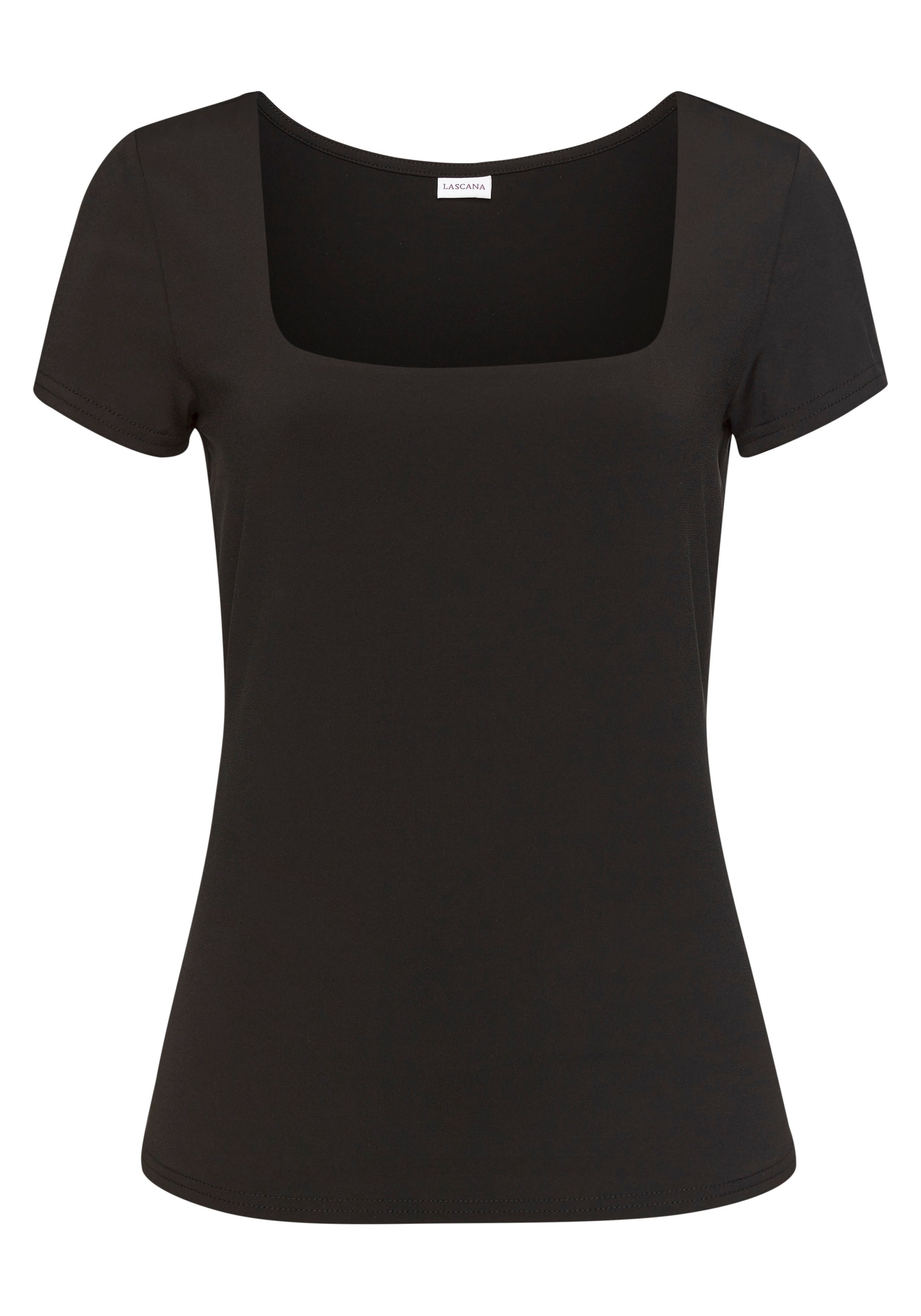 Lascana T-shirt van kreukvrij materiaal, elegant kortarmshirt, dubbelzijdig