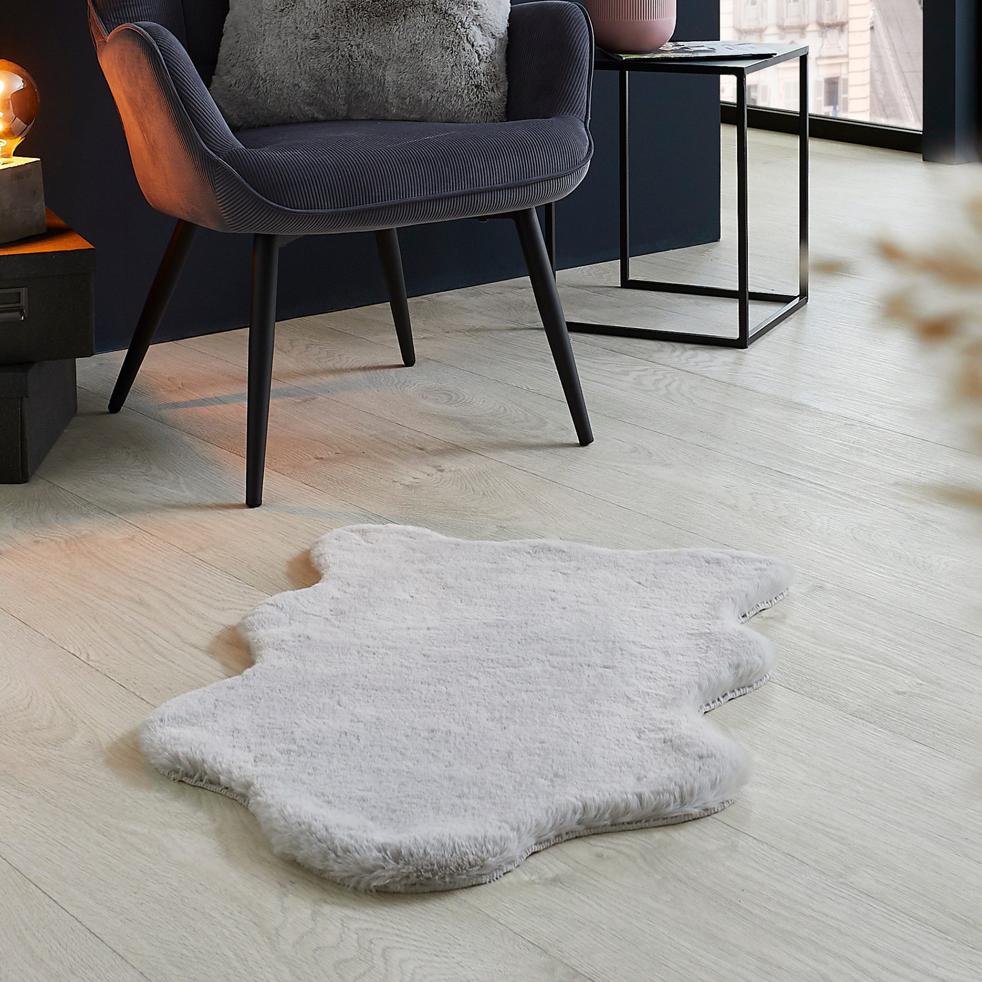 my home Vachtvloerkleed Lugano Kunstbont, uni kleuren, zacht & knuffelig, ook als 2-set verkrijgbaar dieren vloerkleden grijs