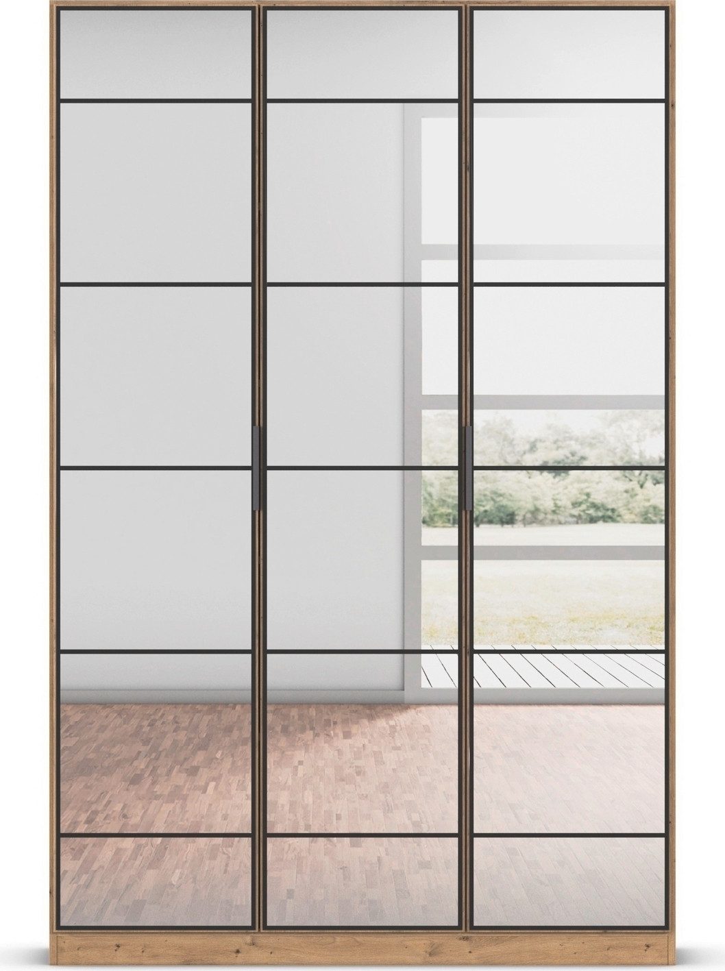rauch Draaideurkast Kledingkast Kast Garderobe Slaapkamerkast ACERO Spiegelfront in moderne loft-look MADE IN GERMANY