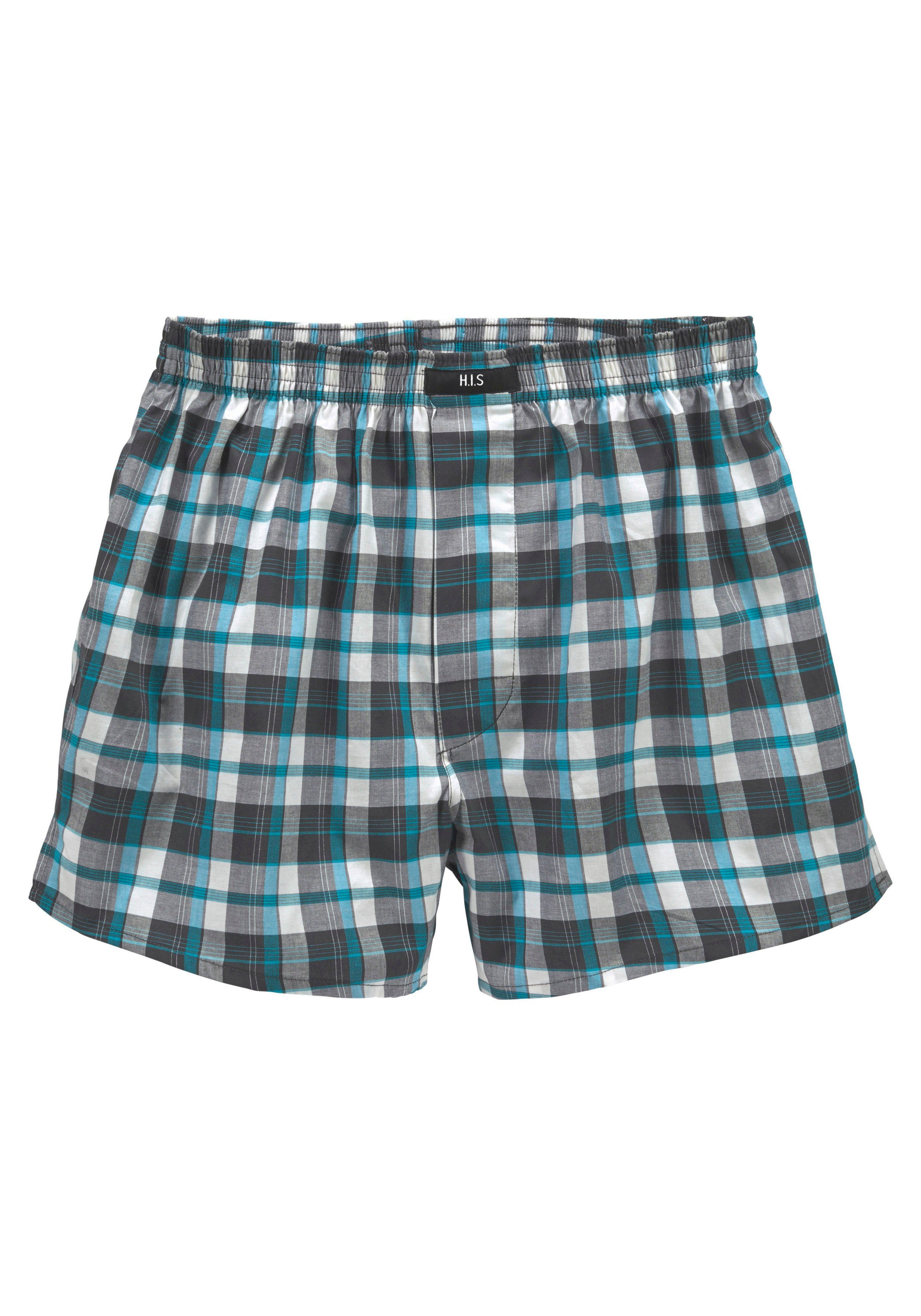 H.I.S Geweven boxershort prettige pasvorm met trendy ruit- of streepdessin (set 3 stuks)