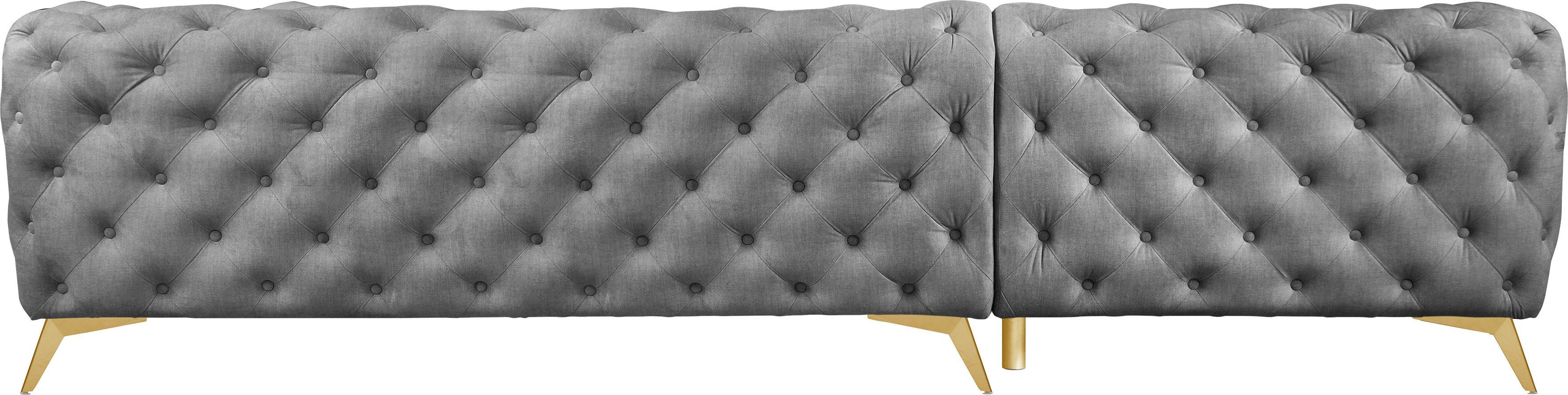 Leonique Chesterfield-bank Glynis L-vorm luxueuze capitonnage, moderne chesterfield look, kleur van de poten ter keuze