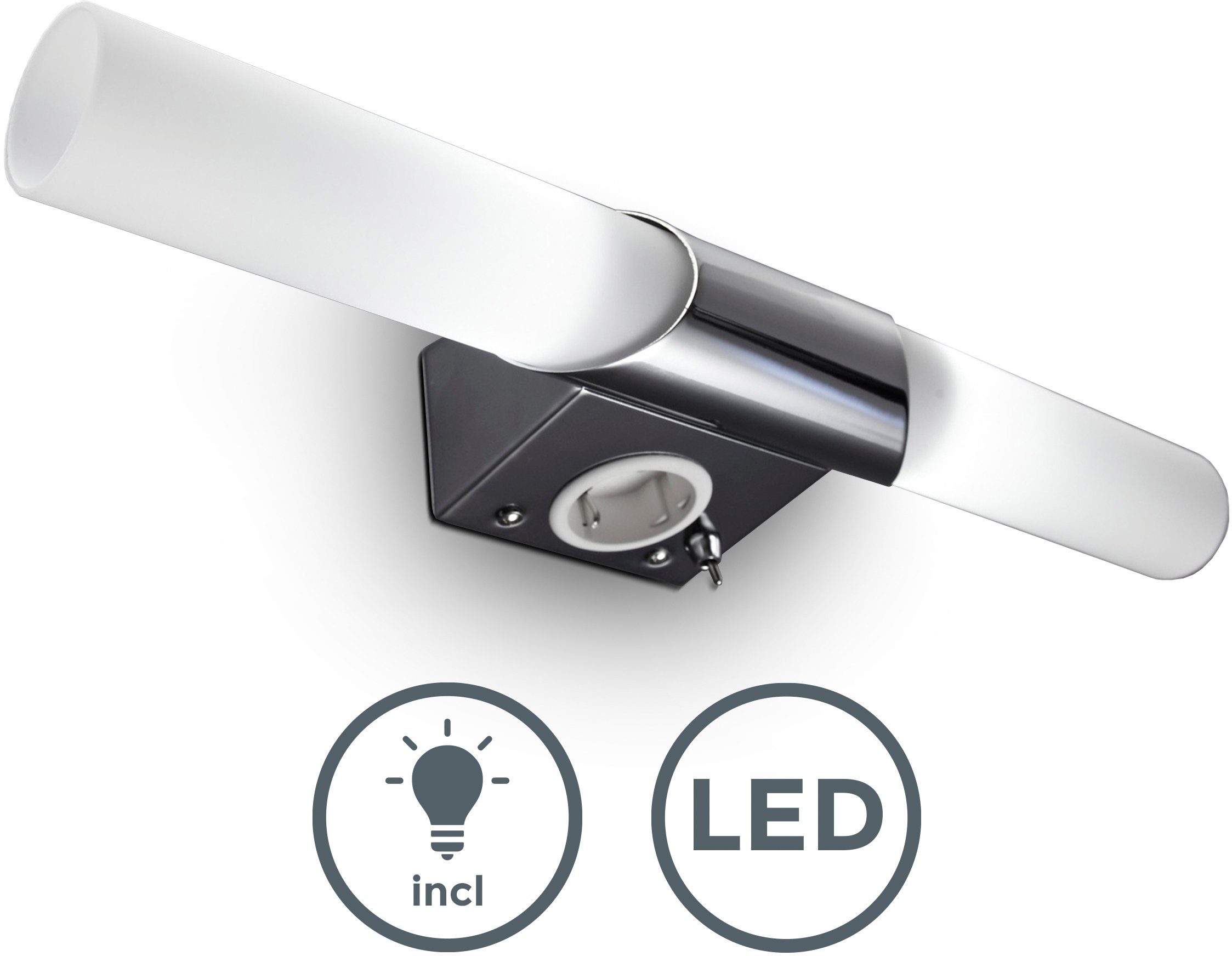 B.K.Licht Spiegellamp BK_WL1021 LED spiegellamp, incl. fitting, E14 fitting, IP20 Bad wandlamp, incl. 2x 5W-E14, 2x 470Lm, 3000K, breedte: 44,5 cm (1 stuk)