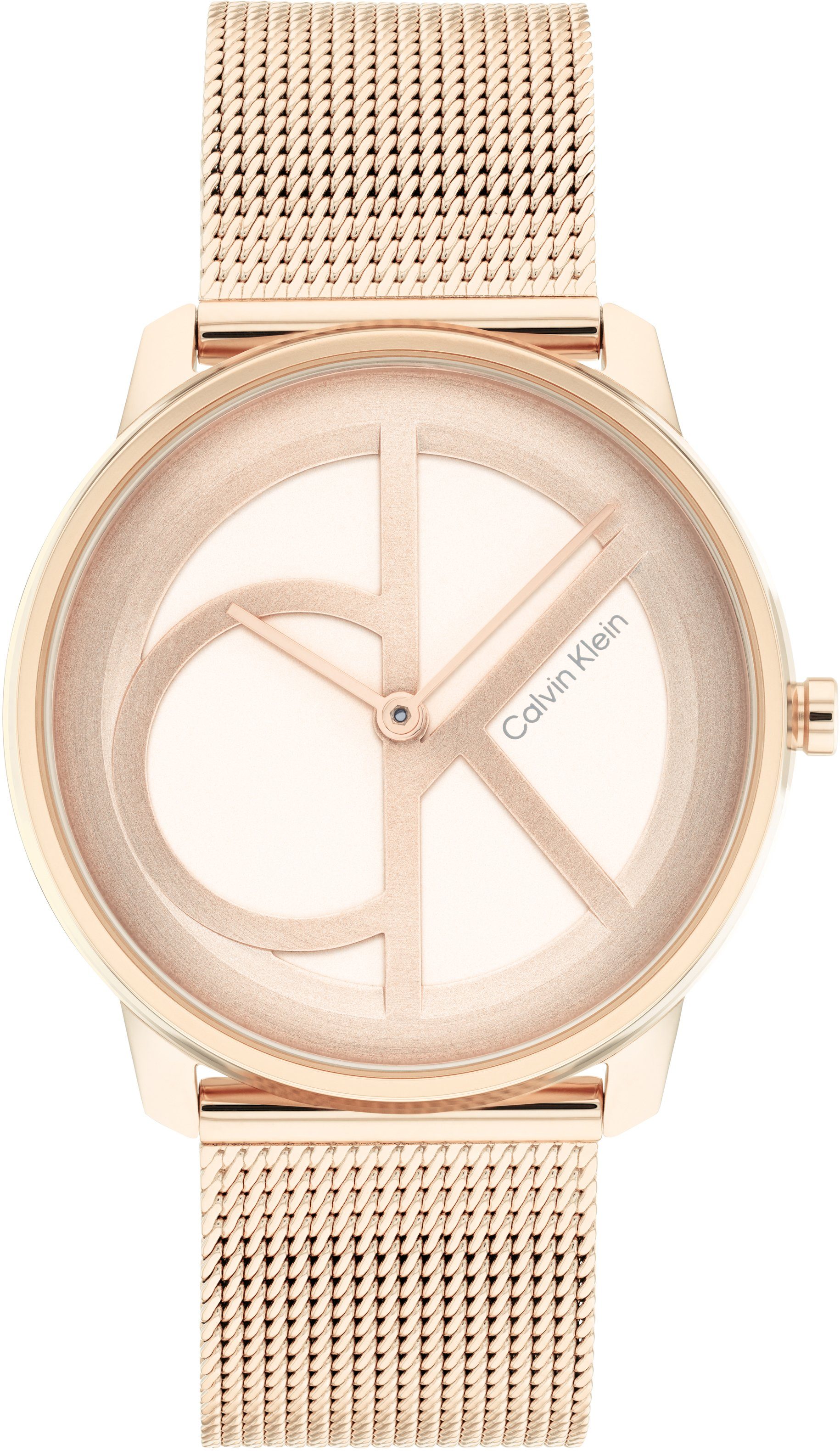 Calvin Klein Kwartshorloge CK ICONIC 35 mm Polshorloge, dameshorloge, mineraalglas, roestvrijstalen armband dames horloges goud(kleur)