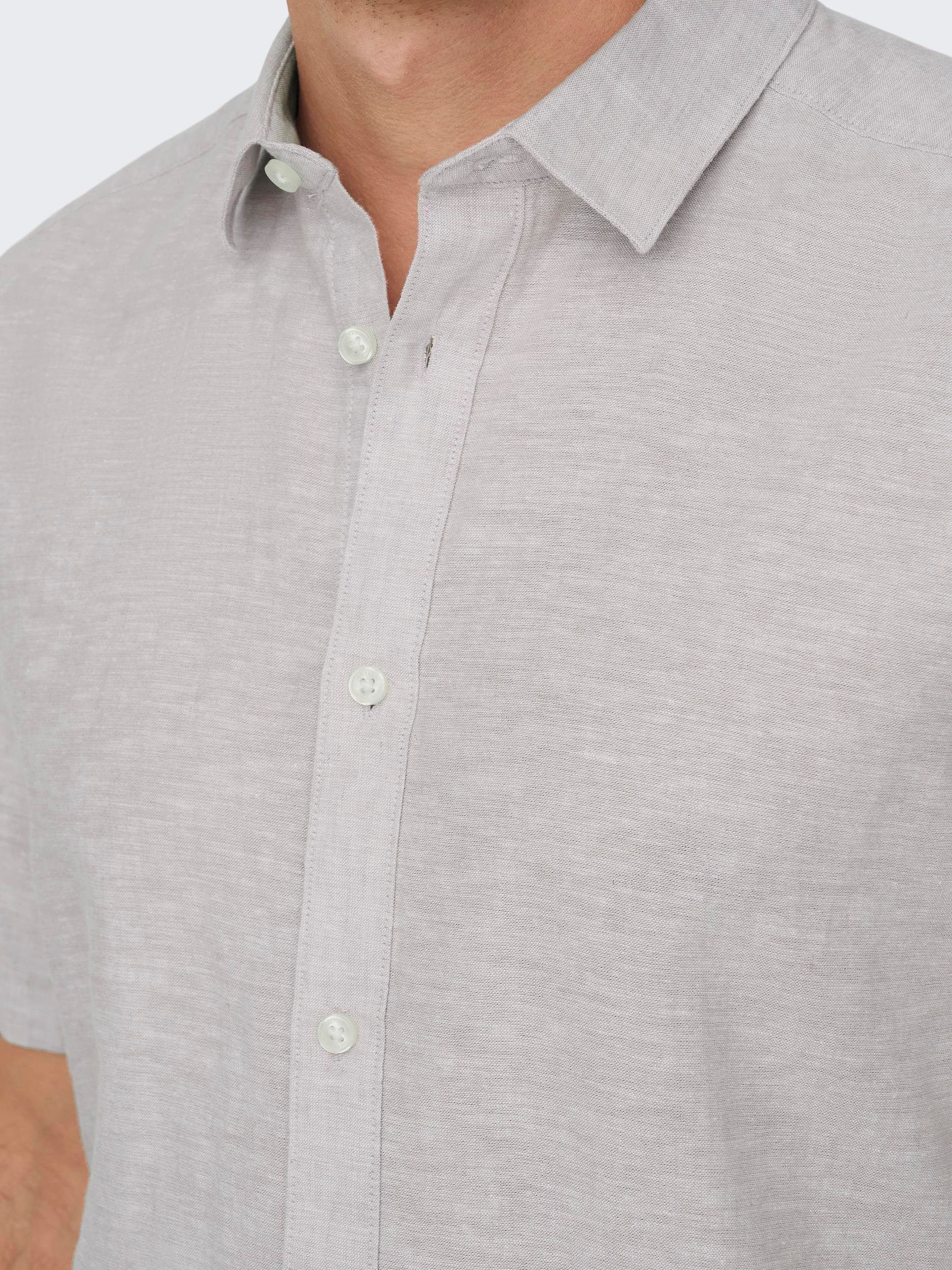 ONLY & SONS Overhemd met korte mouwen ONSCAIDEN SS SOLID LINEN SHIRT NOOS