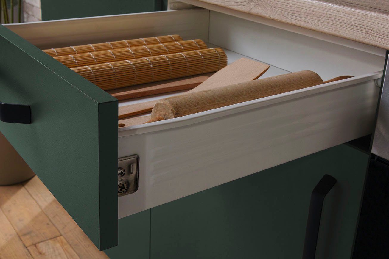 wiho Küchen Keukenblok "Simi", met verstelbare voeten, breedte 280 cm, keuze met elektrische apparaten, soft-close functie in lades & uittrekken