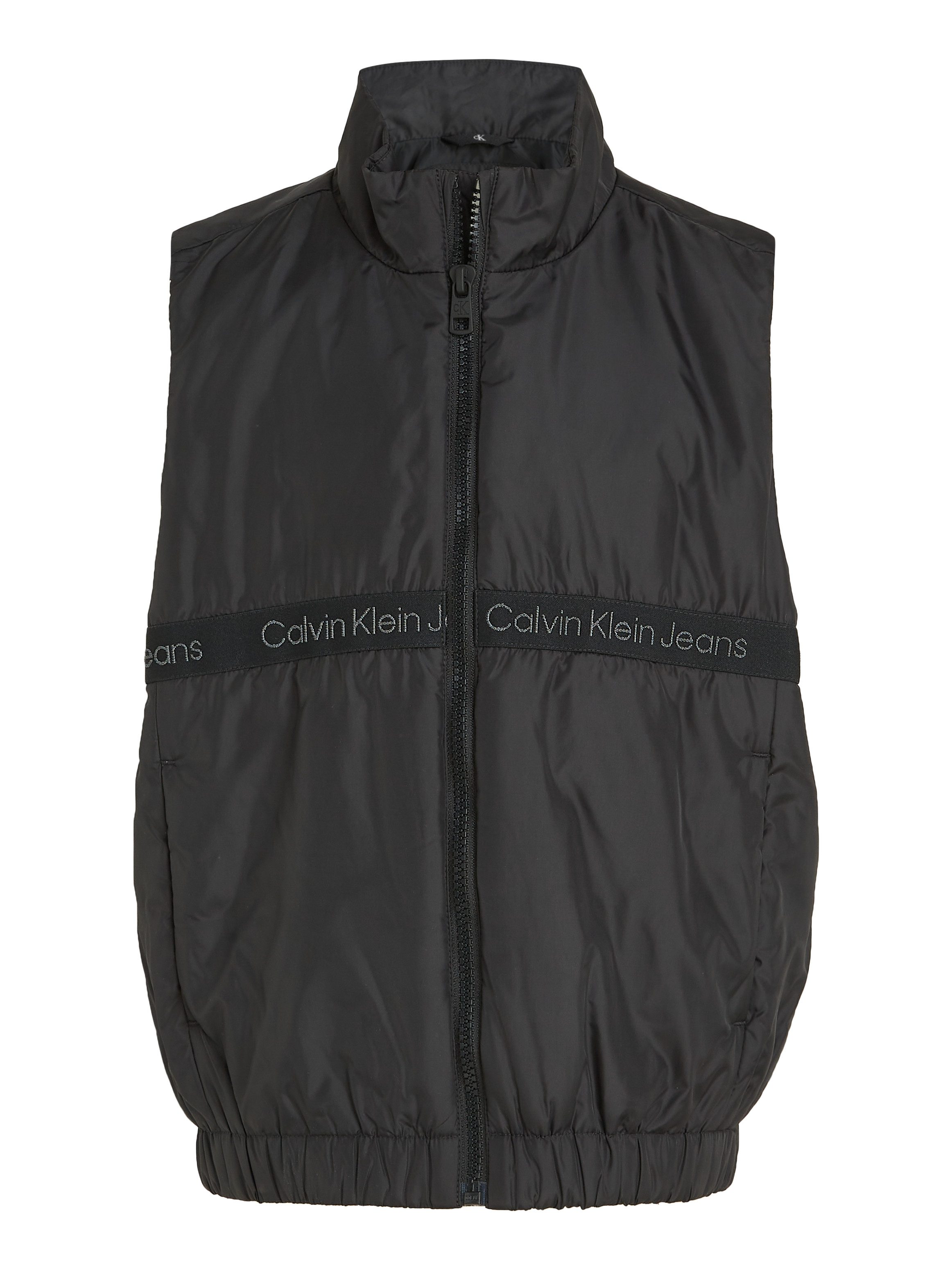 Calvin Klein Korte bodywarmer BOXY LIGHT PADDED TAPE VEST voor kinderen tot 16 jaar met merklabel