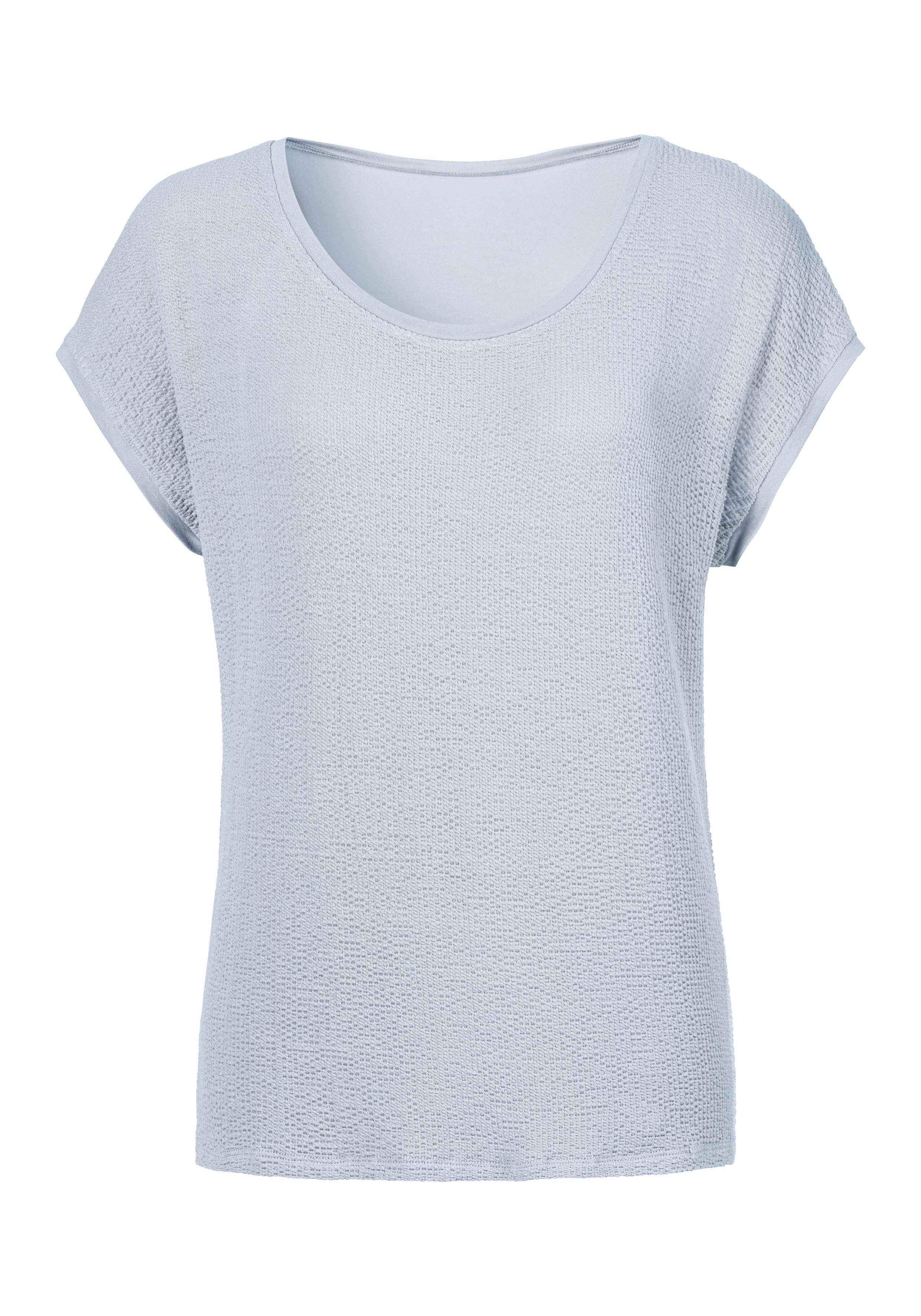 Lascana T-shirt in modieuze materialenmix