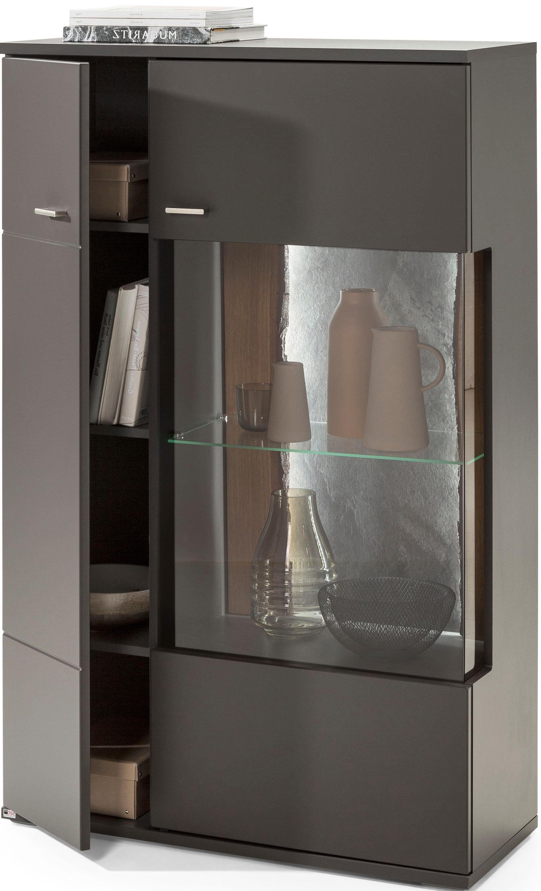 set one by Musterring Vitrinekast Tacoma Type 03/04, hoogte 143,4 cm, met getinte glasdeur
