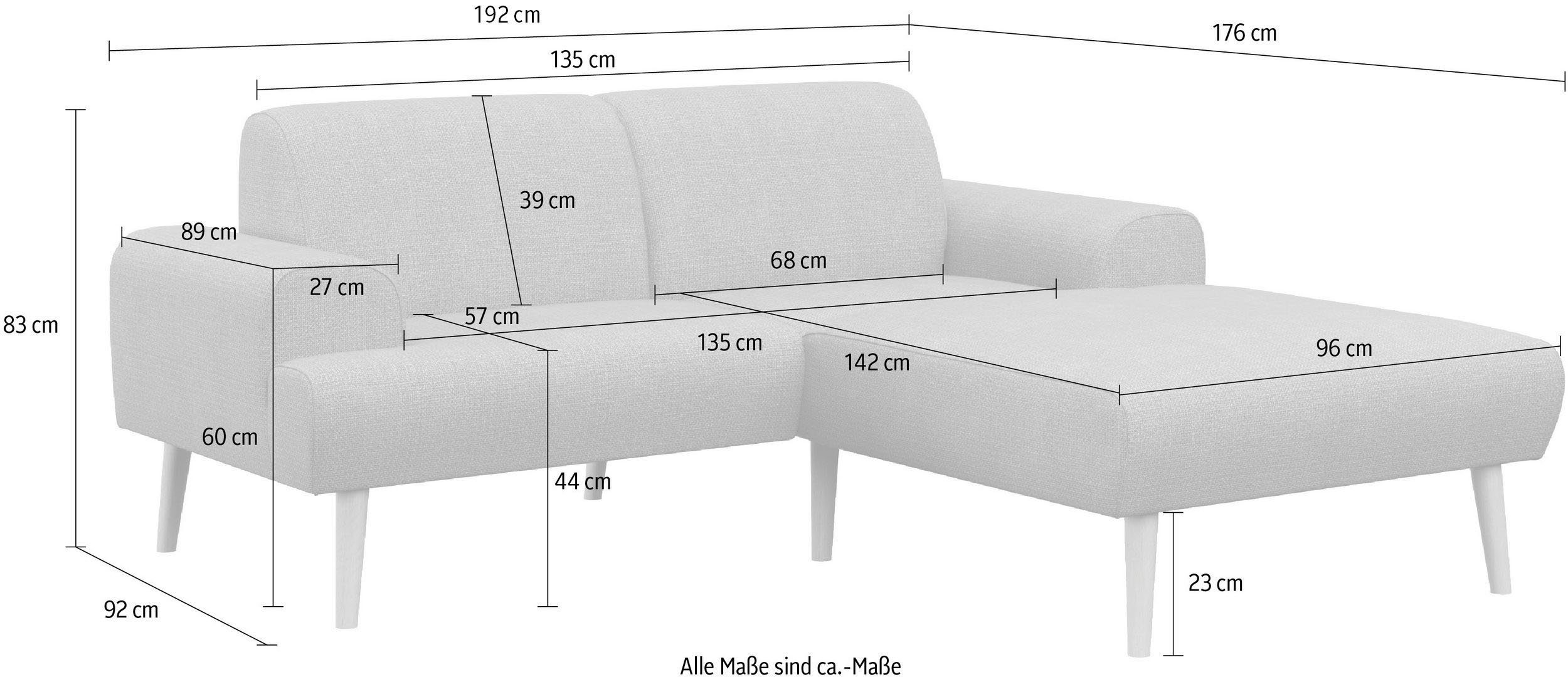 andas Hoekbank Swift L-vorm Binnenveringsinterieur, bxdxh: 192x83x176 cm