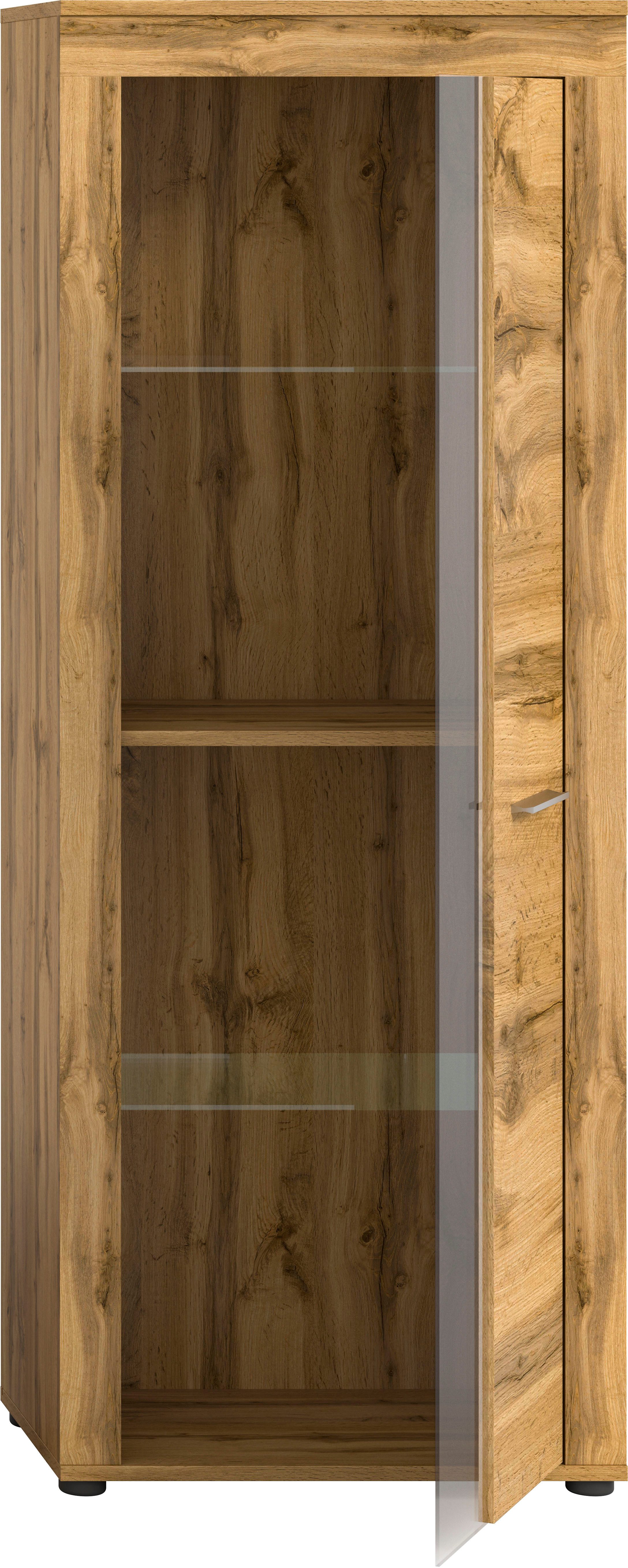 INOSIGN Vitrinekast Aosta, hoogte 159 cm, in verschillende kleuruitvoeringen 1 deur, 3 legplanken, 4 vakken, woonkamer, staande vitrine, glazen vitrine