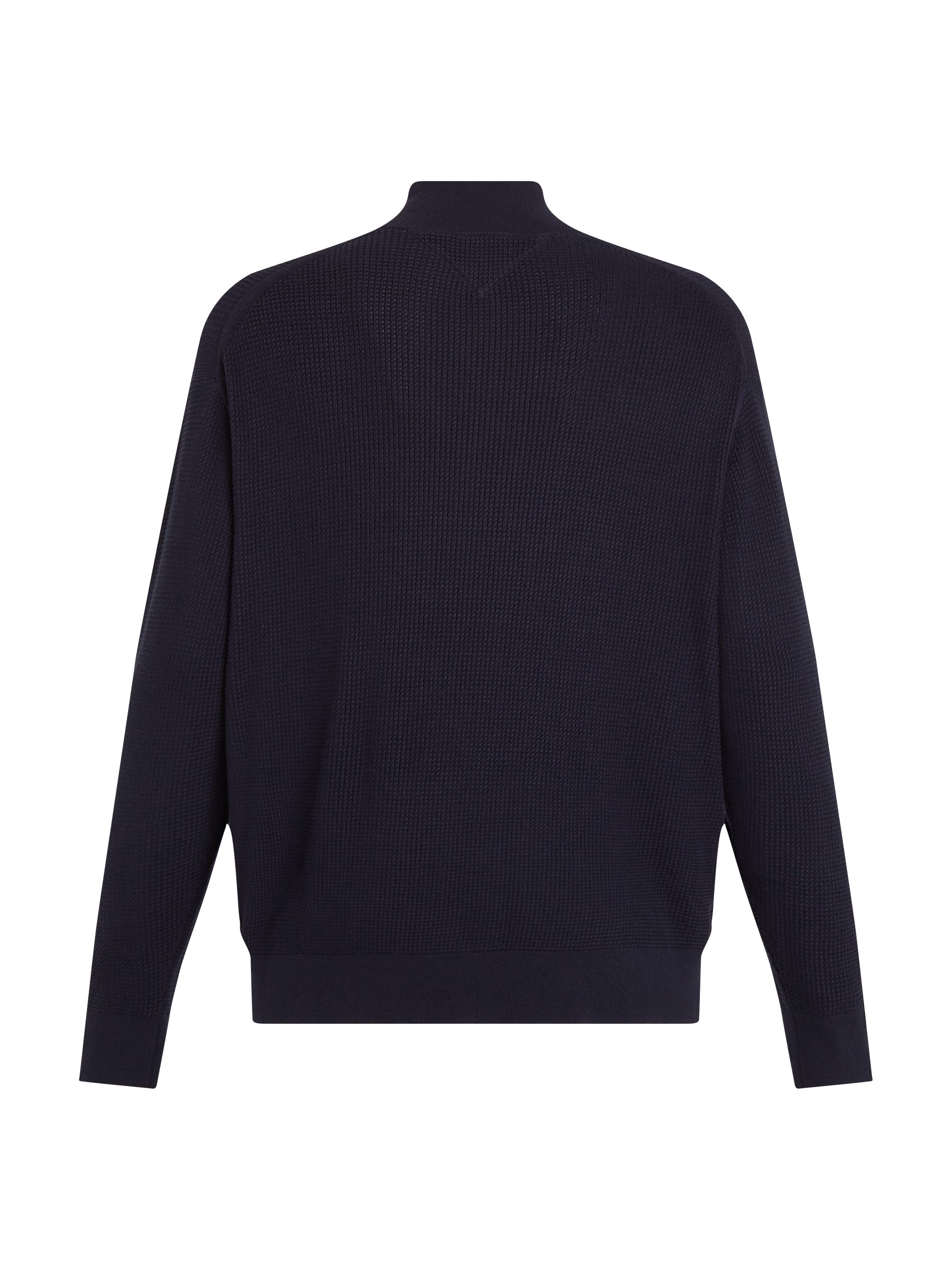 Tommy Hilfiger Trui met staande kraag BT-STRUCTURE ZIP MOCK-B in grote maten, met logo-borduursel op borsthoogte