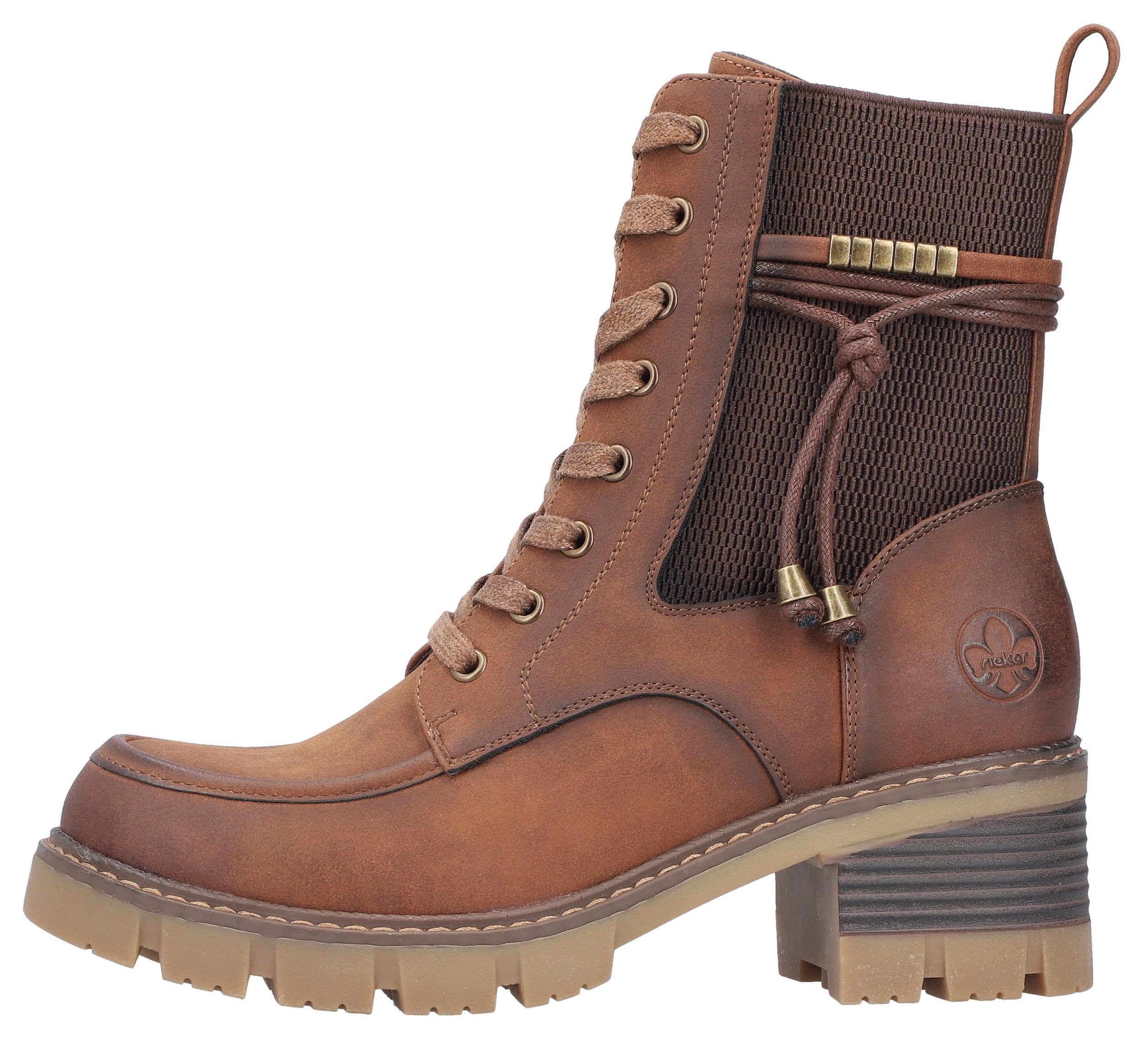 Rieker Winterlaarsjes lace-up boots, ankle boots, block heel, with zipper