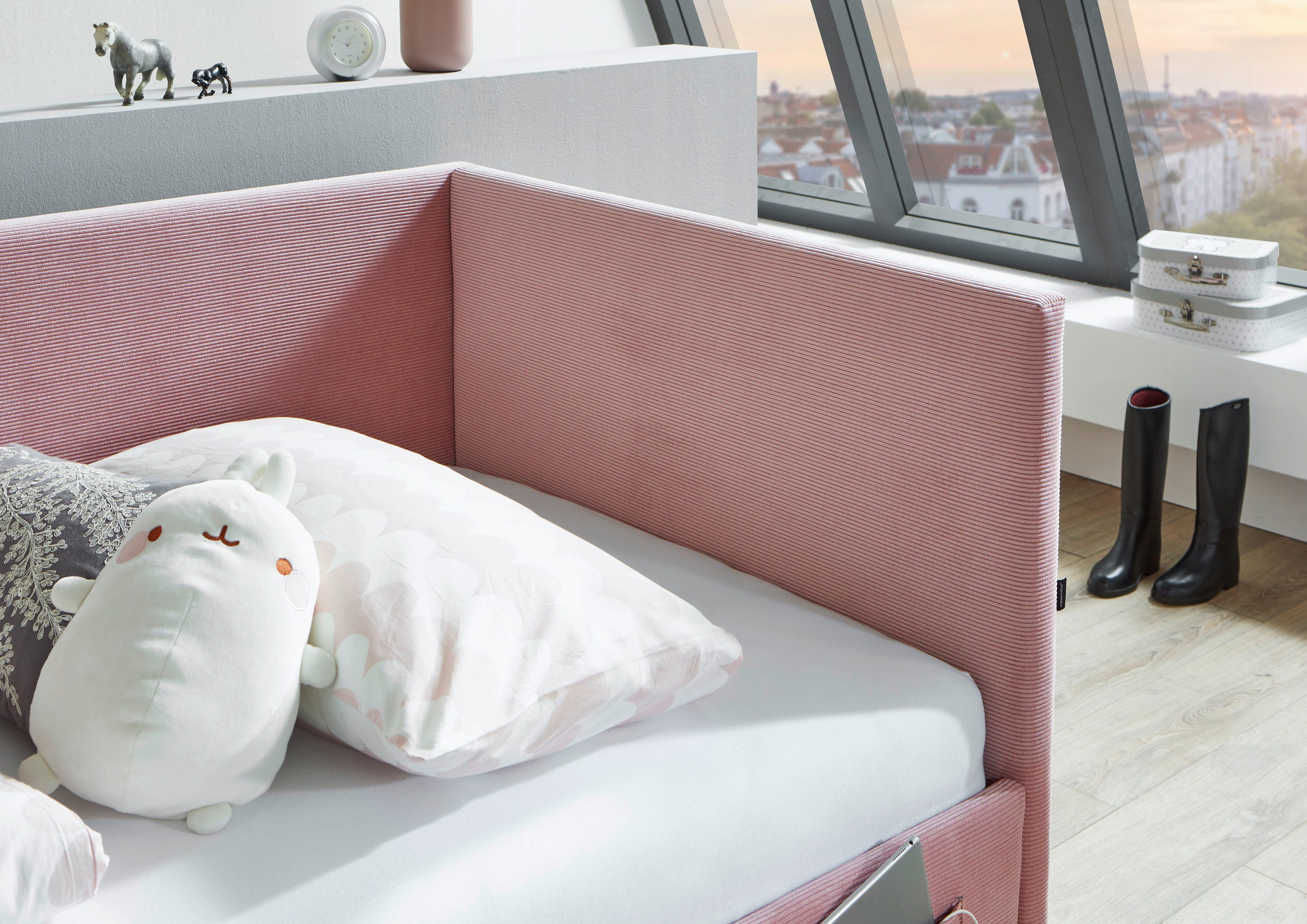 meise.möbel Kinderledikant COOL II Bekleed bed naar keuze met bedkist, tienerbed inclusief USB-aansluitingen