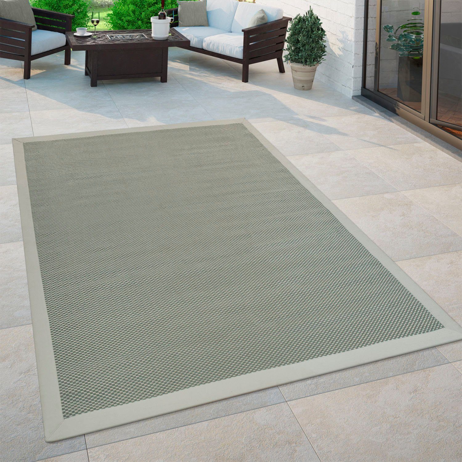 Paco Home Vloerkleed Sisala 270 Platweefsel, geweven, sisal look, randdessin, geschikt voor binnen en buiten