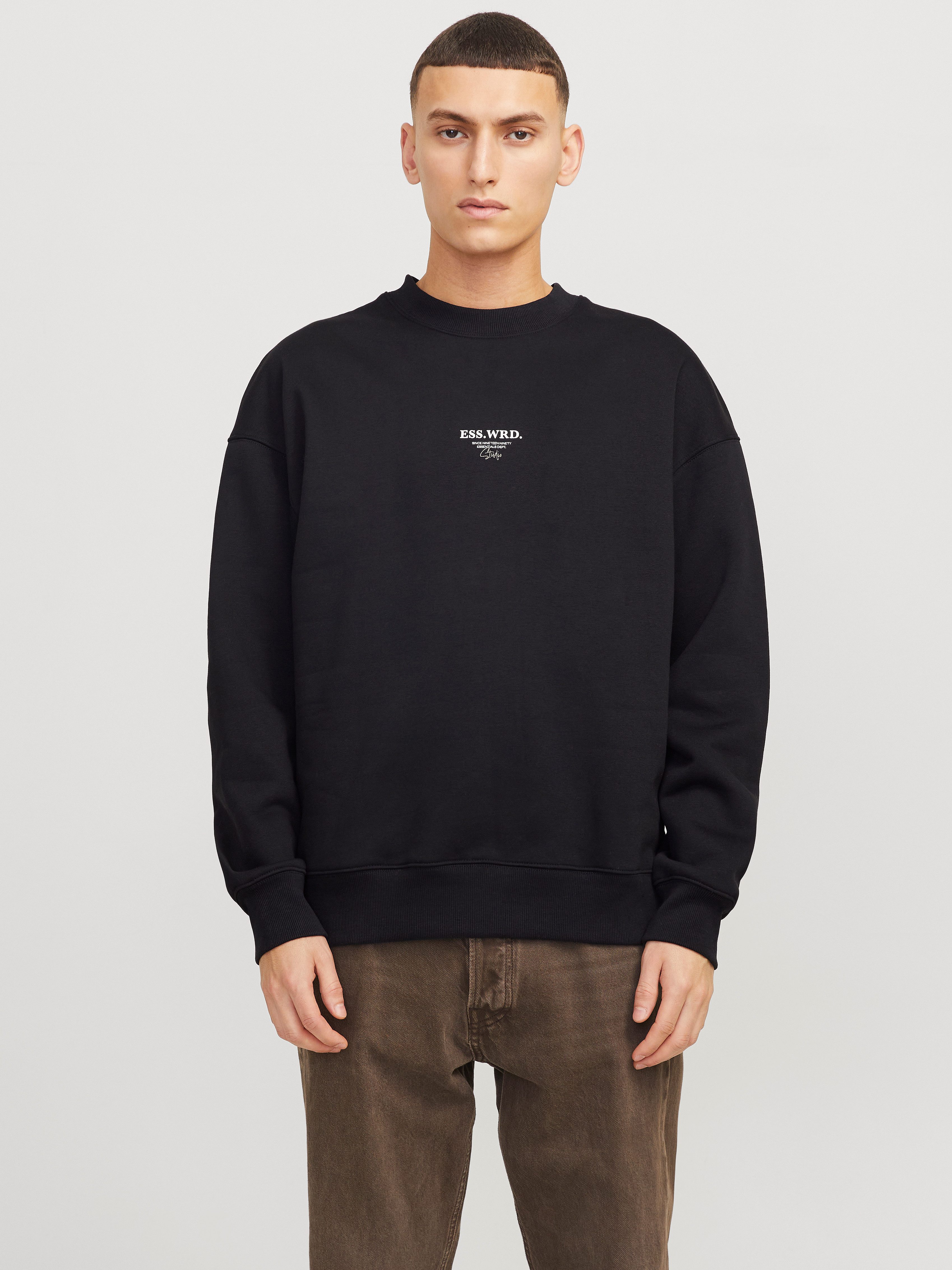 Jack & Jones Sweatshirt JJEURBAN EDGE STUDIO SWEAT CREW NOOS heren sweaters maat M zwart
