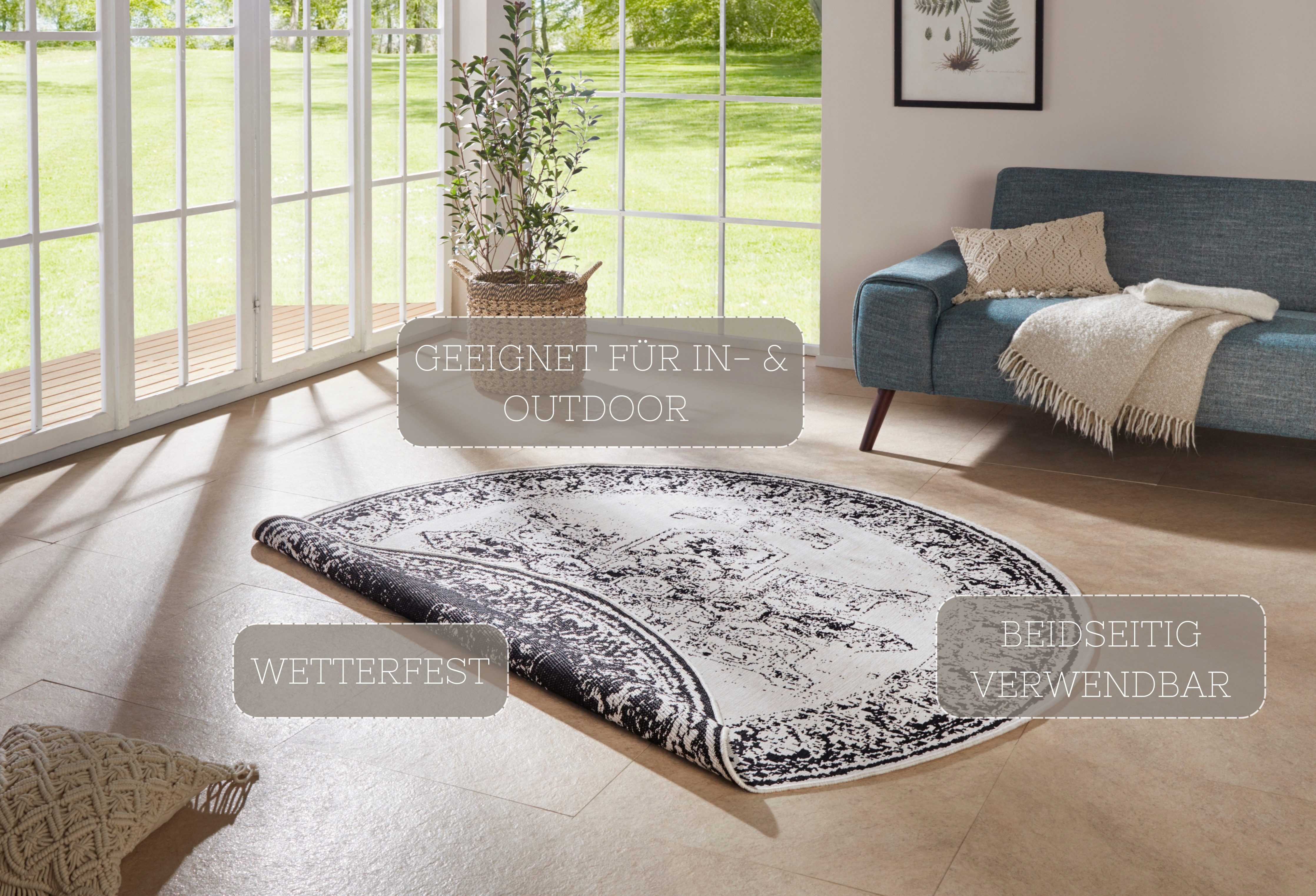 NORTHRUGS Vloerkleed Borbon tweezijdig te gebruiken kleed Geschikt voor binnen en buiten, weerbestendig, balkon, tuin, woonkamer, waterbestendig
