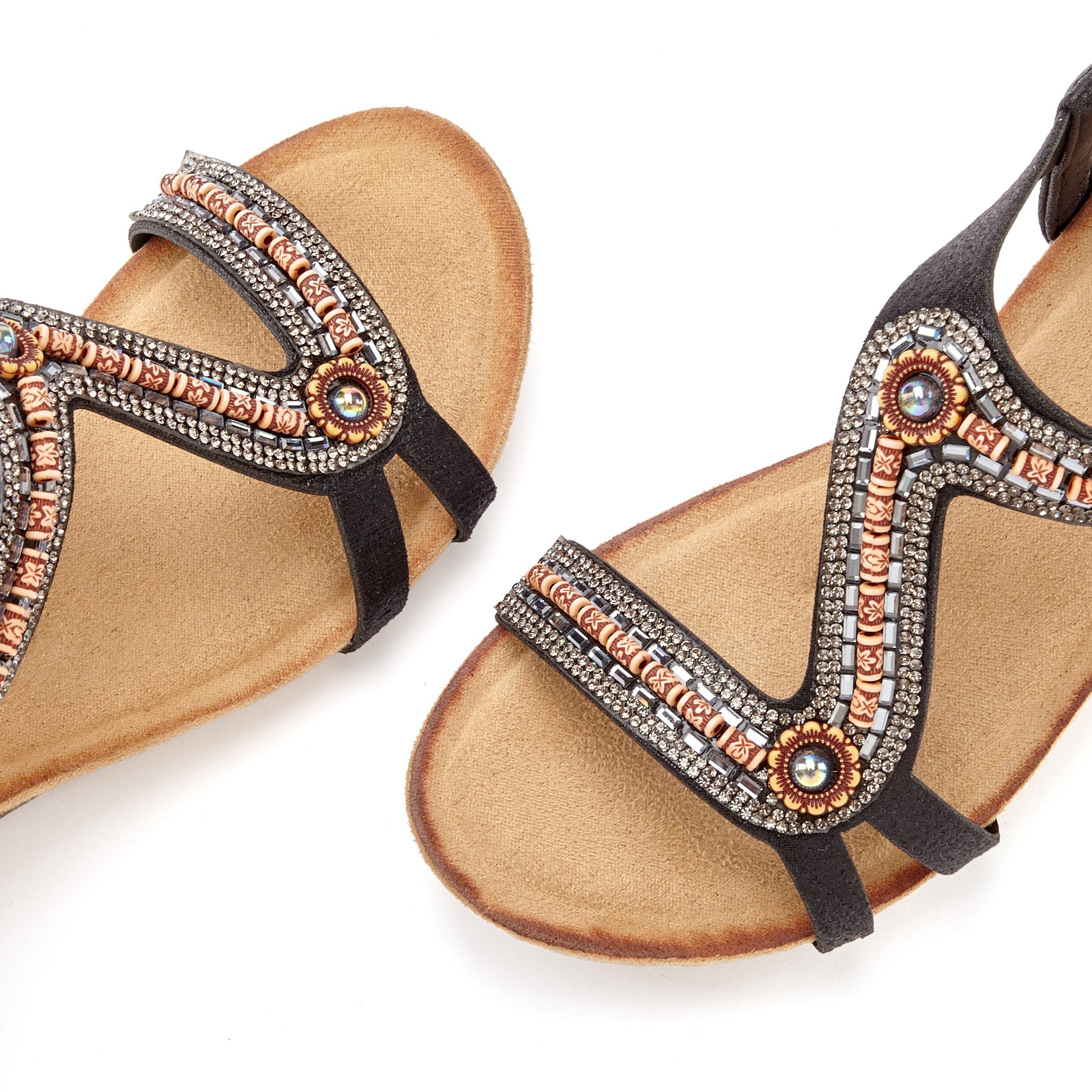 Vivance Sandaaltjes Zomerschoen Sandaal, zomerschoen met glinsterdetails en elastische bandjes VEGAN