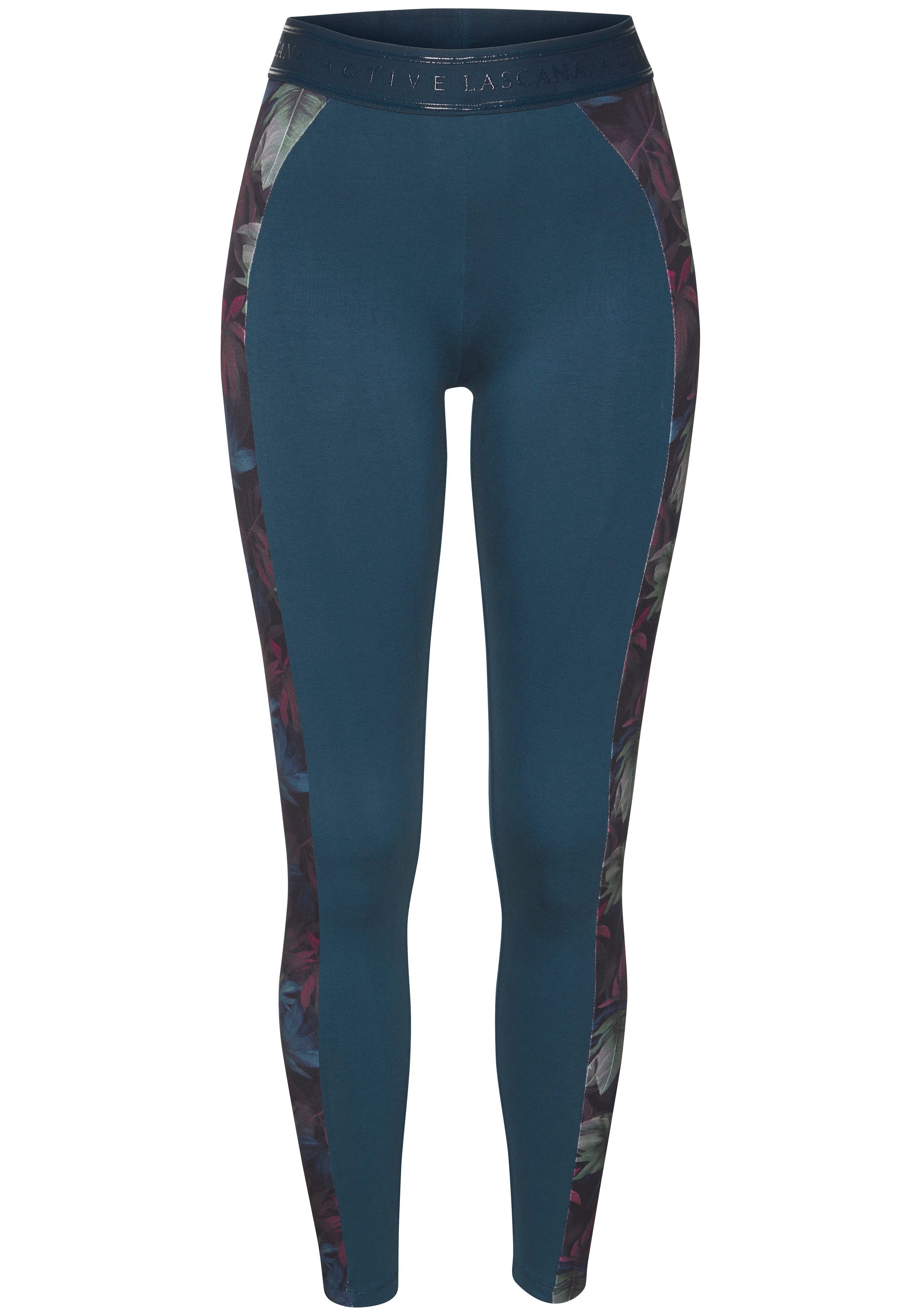 active by Lascana Legging met zij-florale inzetten