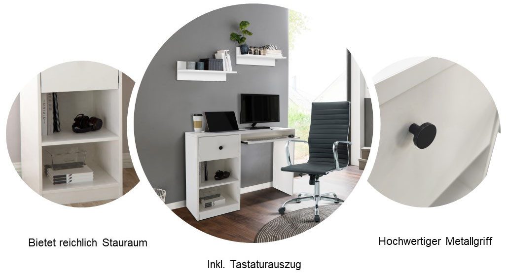 INOSIGN Bureau PODUM, pc-bureau, Toetsenborduitrek, grote lade, breedte 106 cm