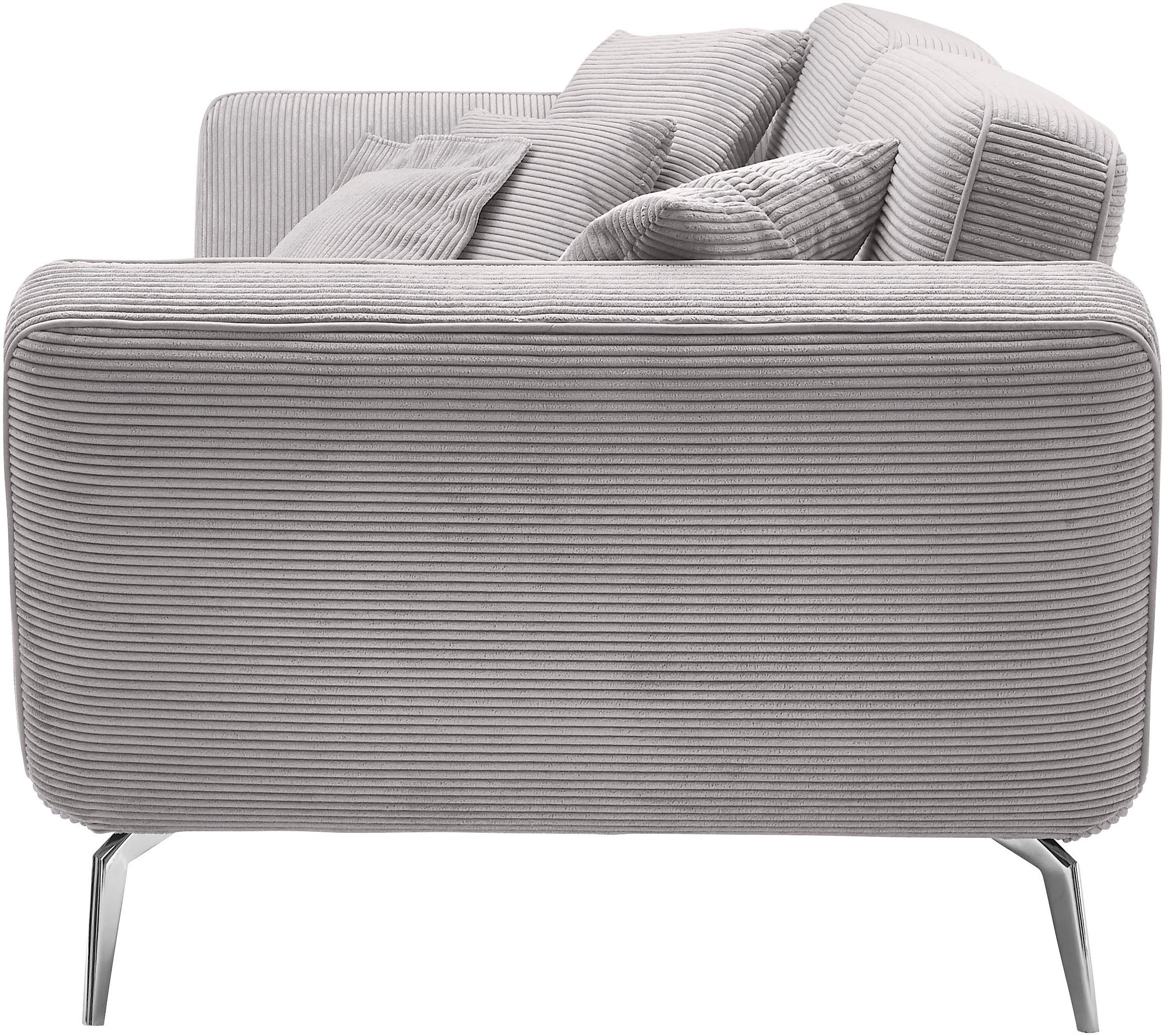 set one by Musterring Megabank SO 4500 Voeten chroomkleurig, optioneel met hoofdsteun, breedte 260cm, in cord