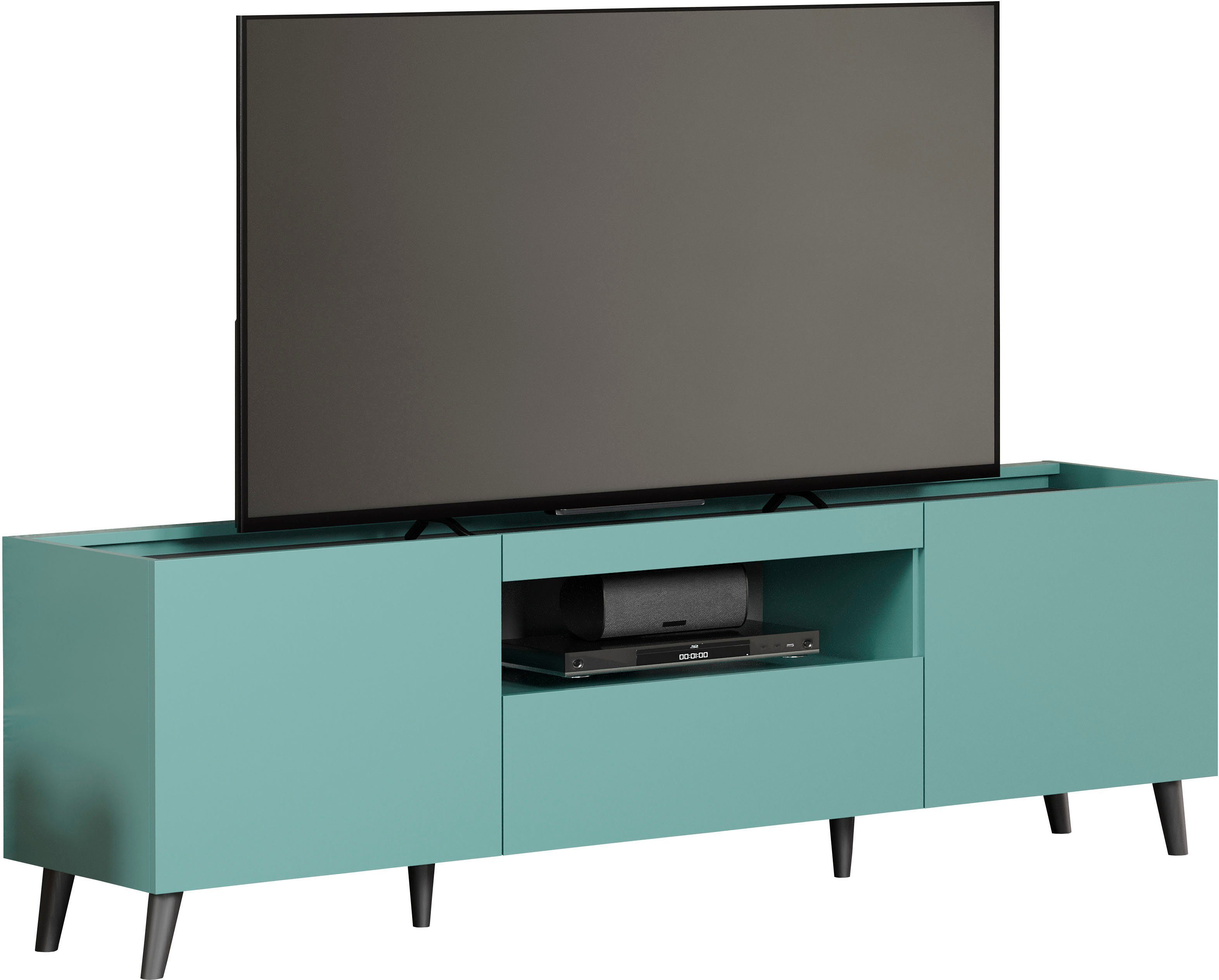 andas Tv-meubel Mikkeline mat, bxh: ca. 181 x 60 cm, tv-kast, blauw, turquoise (1 stuk)