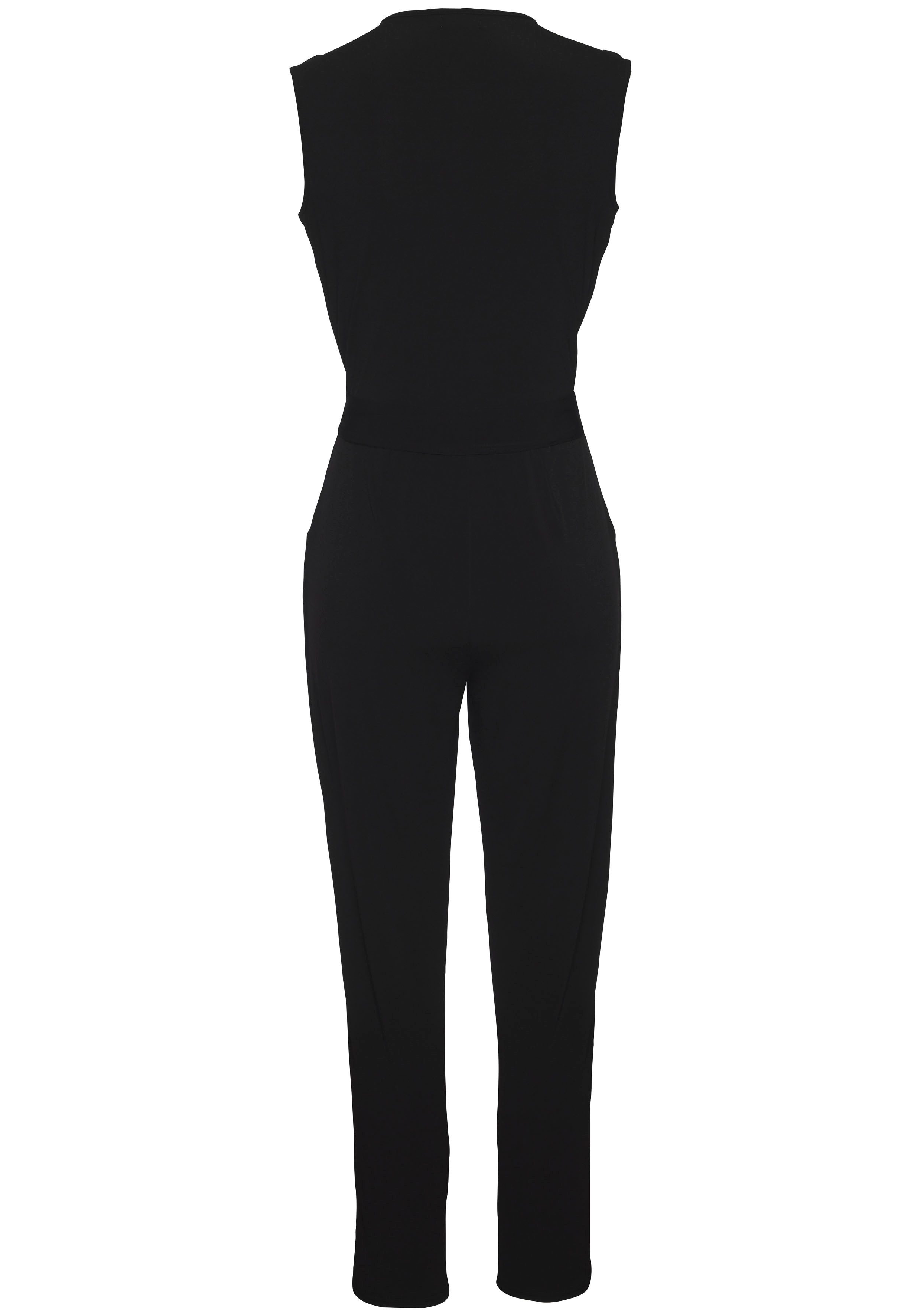 Lascana Jumpsuit van kreukvrije stof, elegante jumpsuit in wikkeloptiek, strijkvrij (Met een bindceintuur)