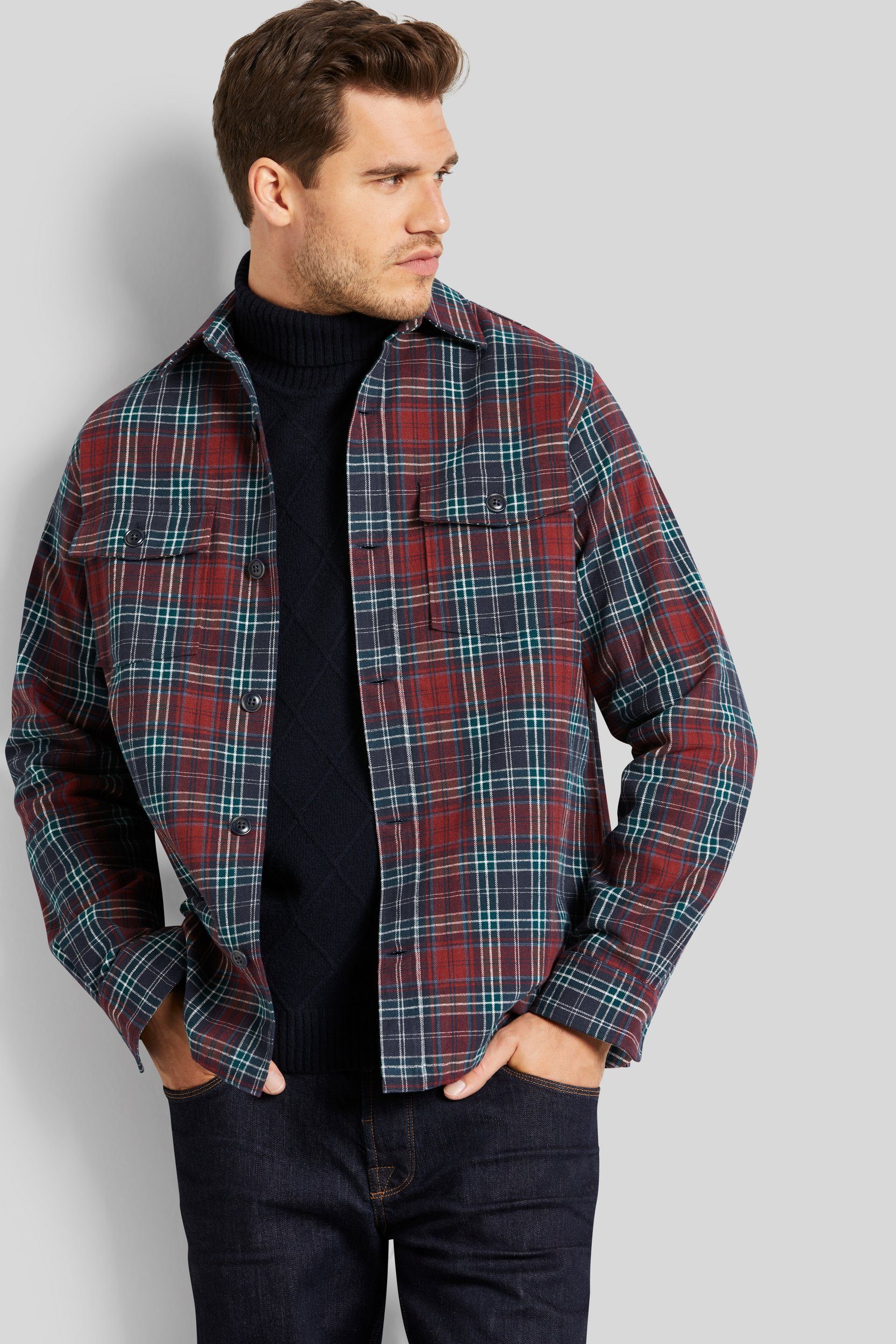 Bugatti Overhemd met lange mouwen Overshirt met geruit patroon heren overhemden maat S groen