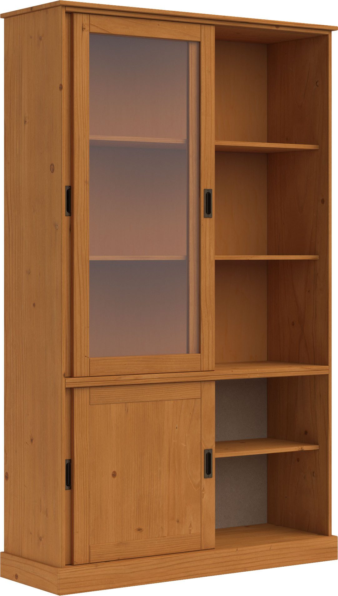 Home affaire Vitrinekast Schröder met 2+2 schuifdeuren, van massief grenenhout, breedte 114 cm