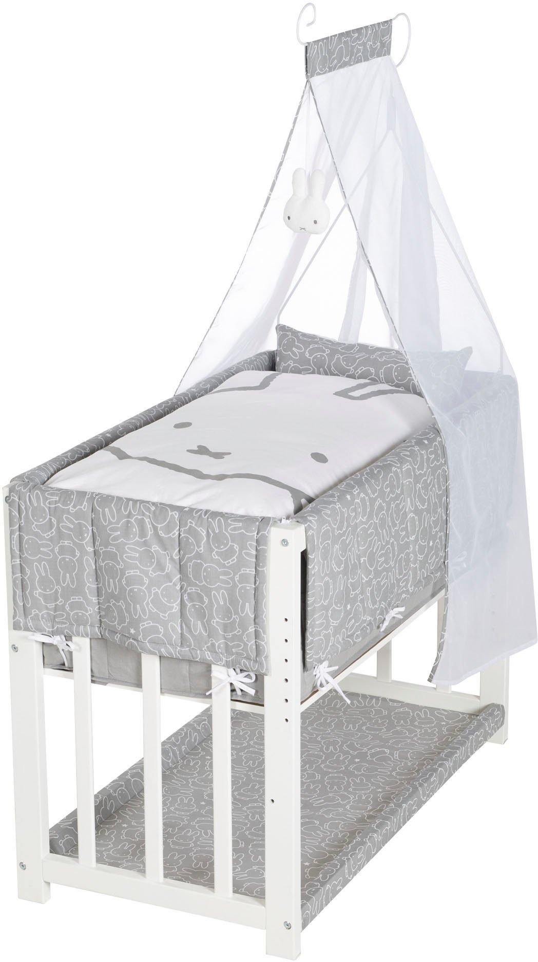 Roba® Wieg 3-in-1, Nijntje, wit tot bed of bank om te bouwen, ligoppervlak in hoogte verstelbaar
