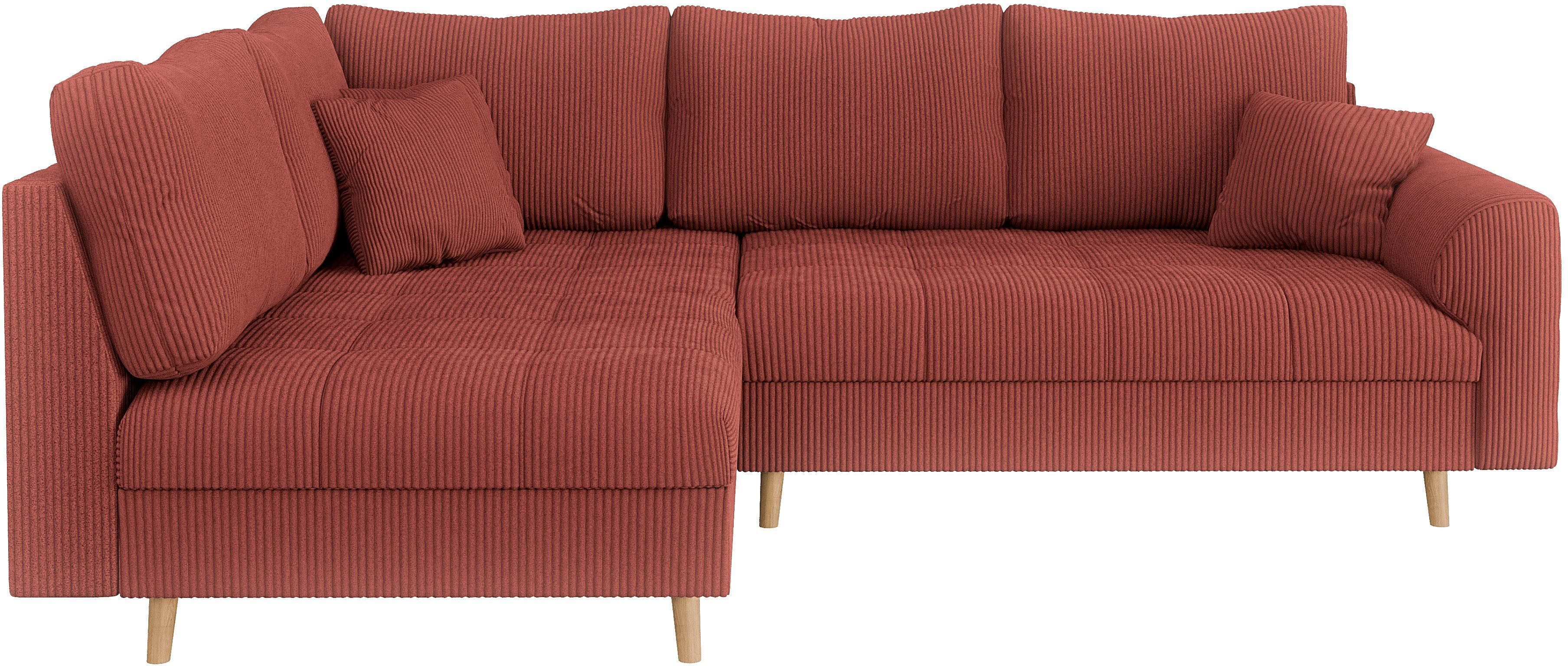 Home affaire Hoekbank CHARRE L-vorm met ottomane, afmetingen B/D/H: 231/161/81 cm fijne stiksels, losse rug- en sierkussens, ook in cord en bouclé