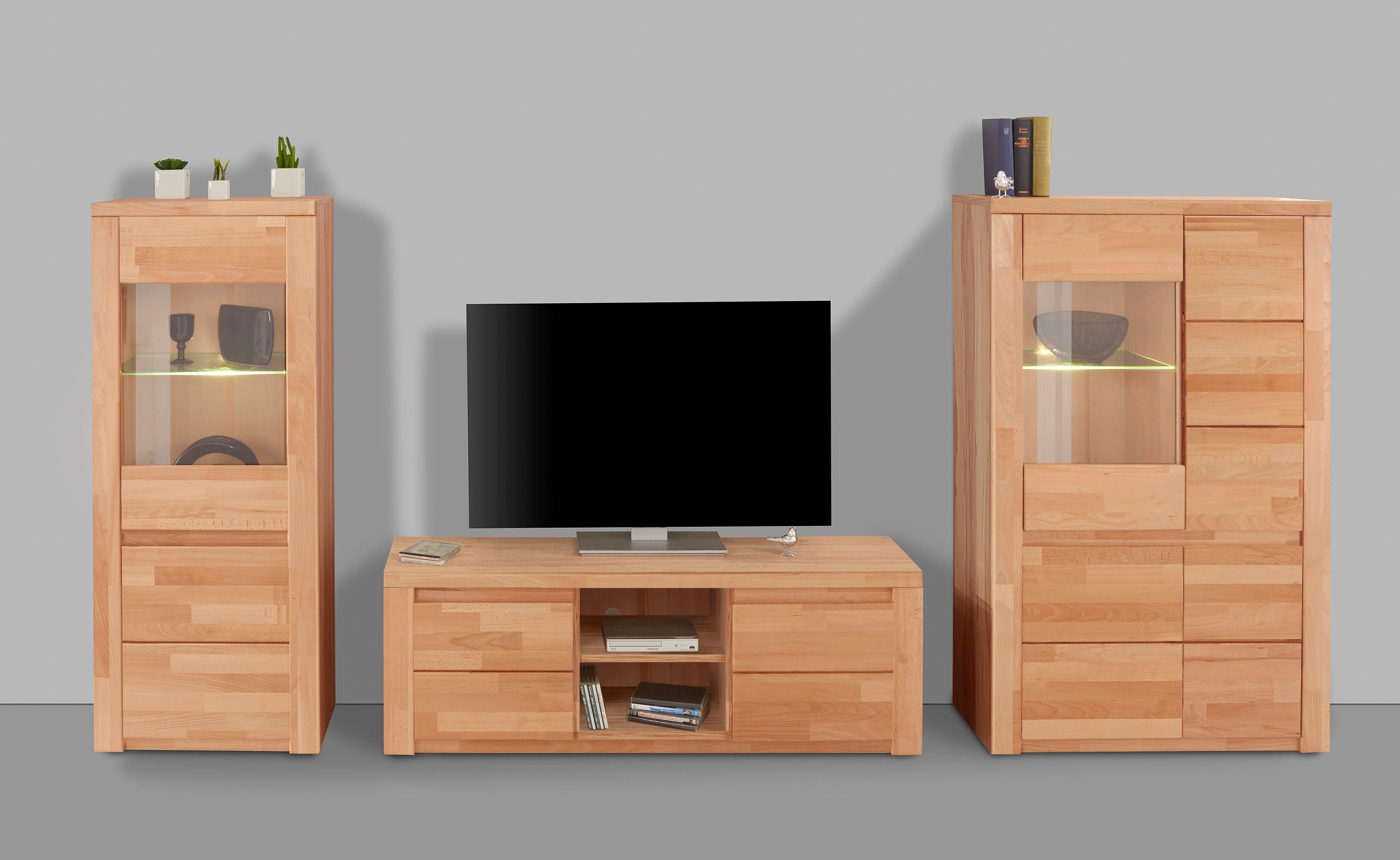 Home affaire Wandmeubel Burani gedeeltelijk massief hout (set, 3-delig)