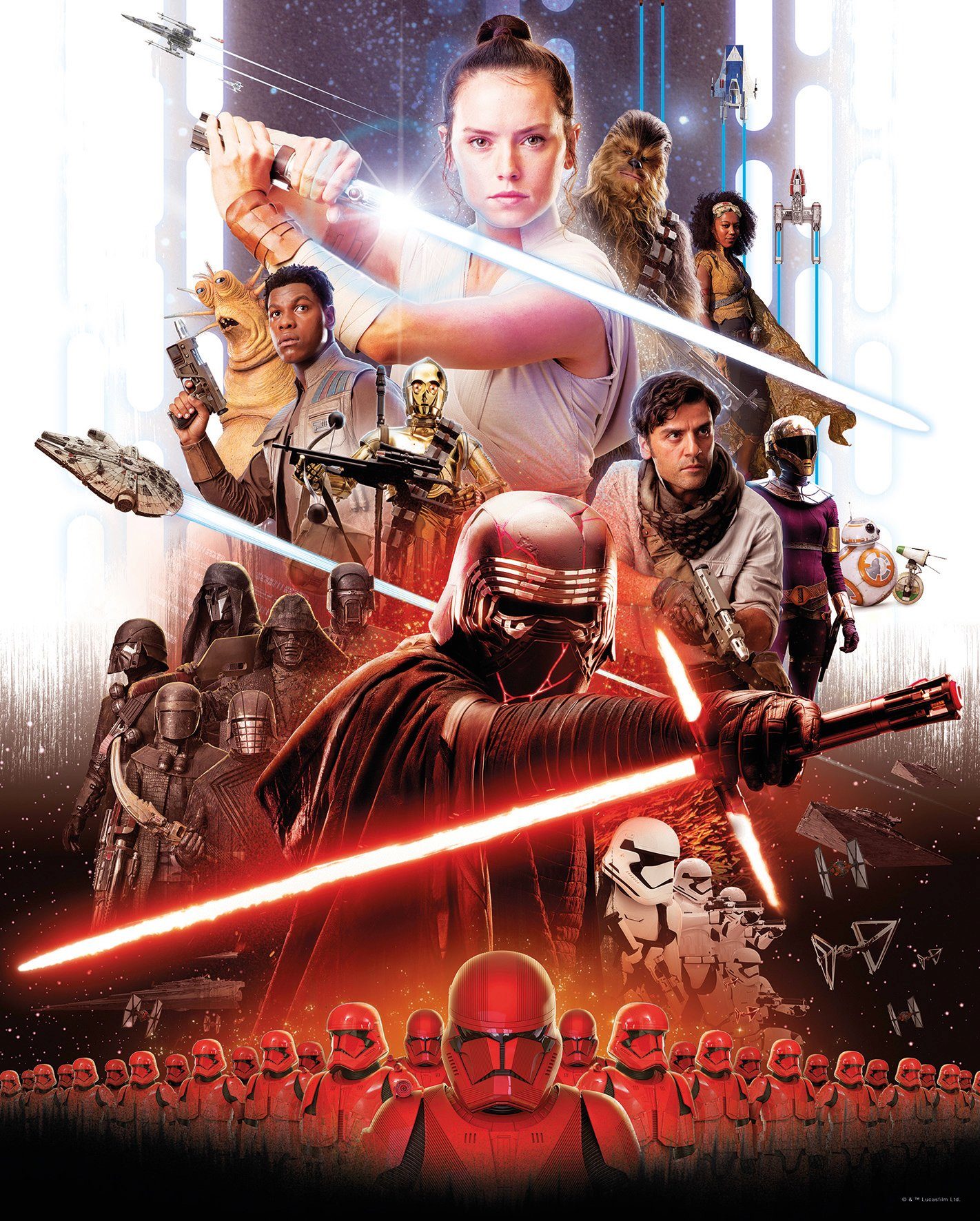 Komar Wanddecoratie Star Wars Film poster Rey Wanddecoratie voor de kinderkamer - zonder lijst (1 stuk) schilderijen maat 40 cm x 50 cm multicolor