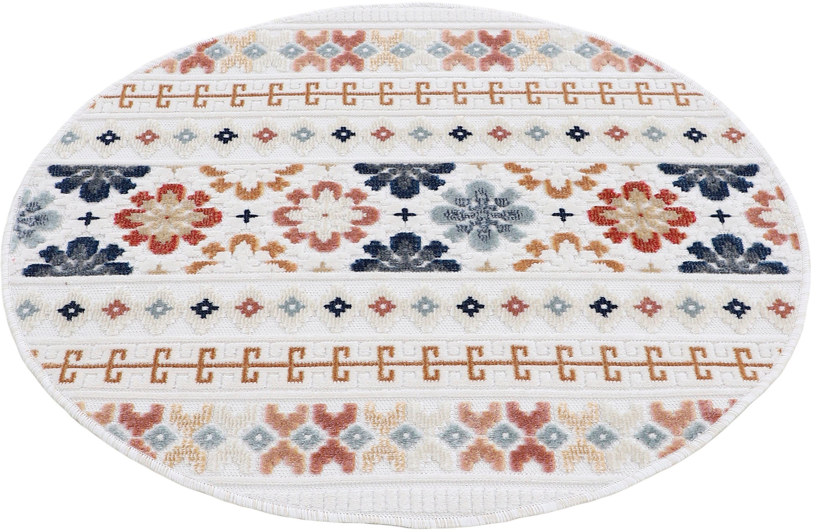 carpetfine Vloerkleed Deja 103 robust vlakweefsel, motief - florale palmbladeren, hoog-laag effect