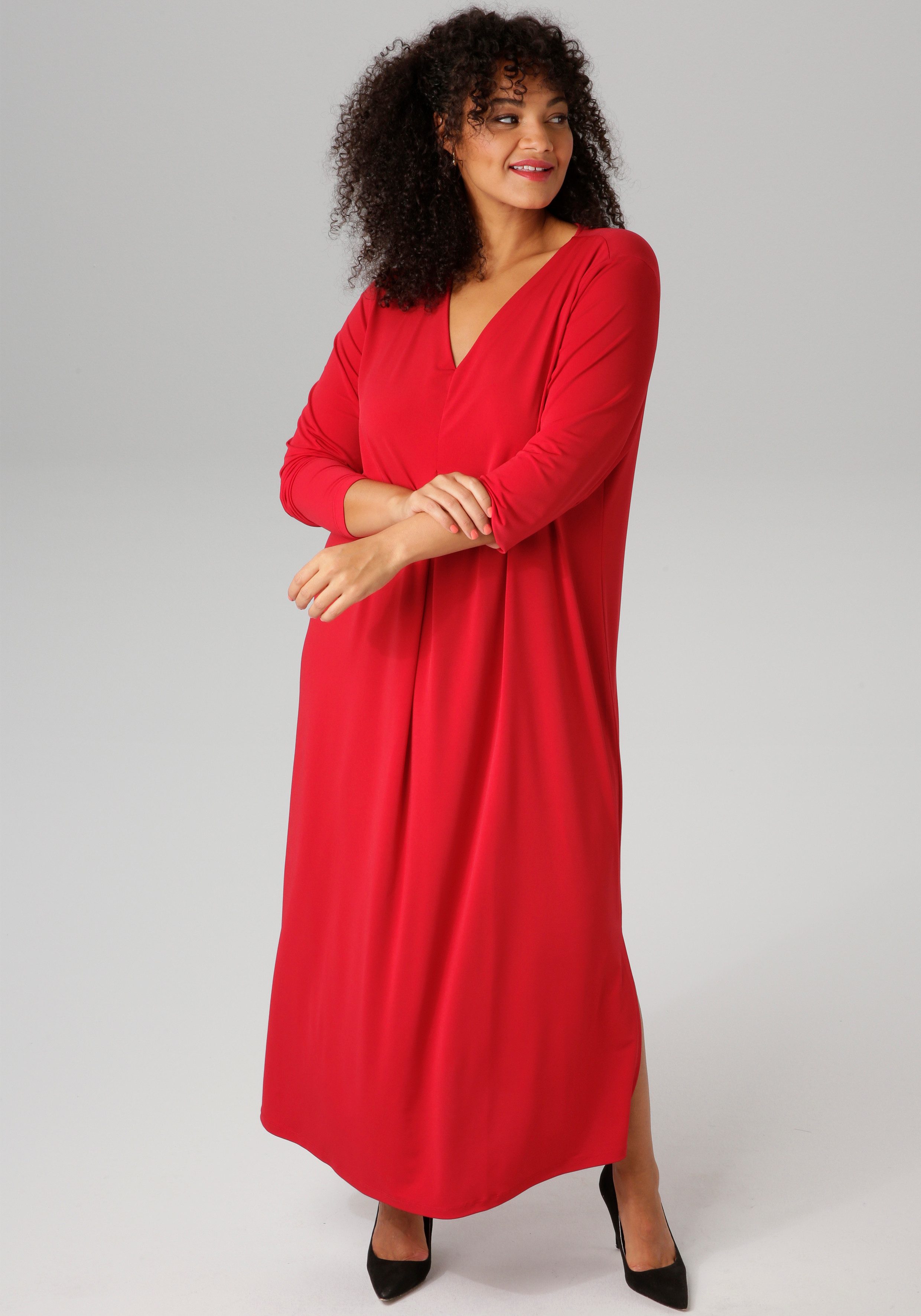 OTTO Aniston PLUS Maxi-jurk met verfijnde zijsplitten - nieuwe collectie dames maxi-jurken maat 48 rood