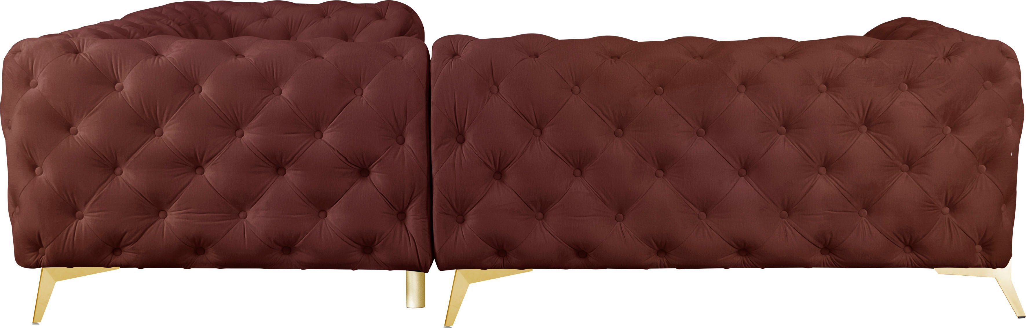 Leonique Chesterfield-bank Amaury L-vorm moderne chersterfield-look, breedte 262 cm, kleur van de poten ter keuze